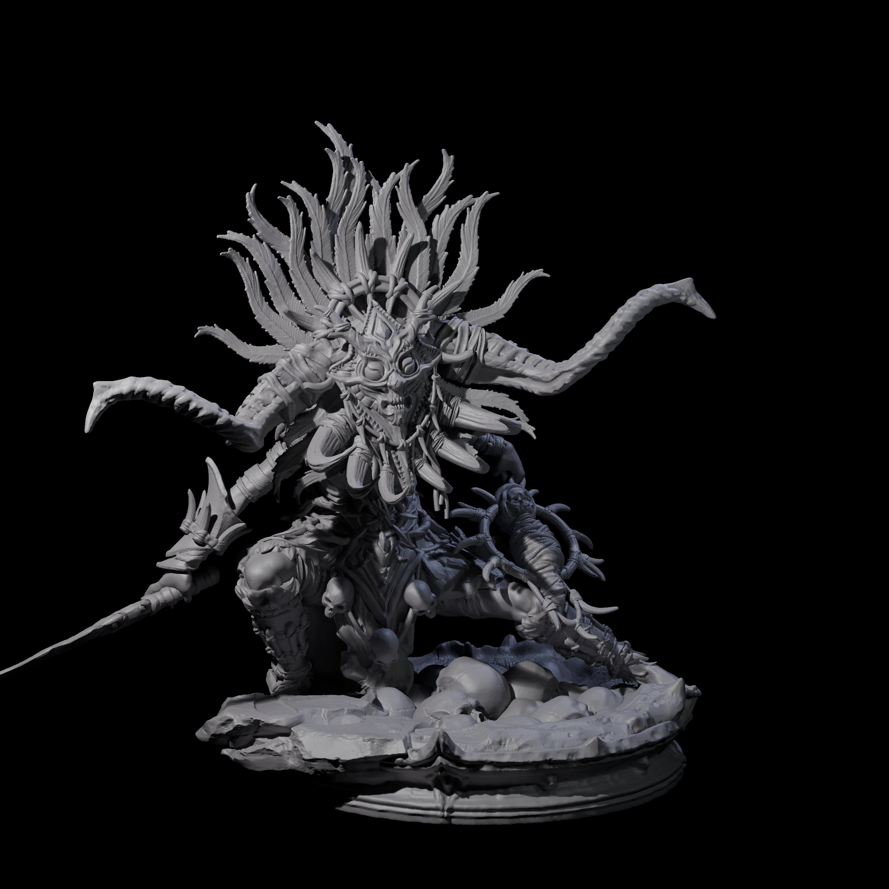 Four Dark Elf Umbral Seers Miniature for Dungeons and Dragons, Pathfinder or other TTRPGs