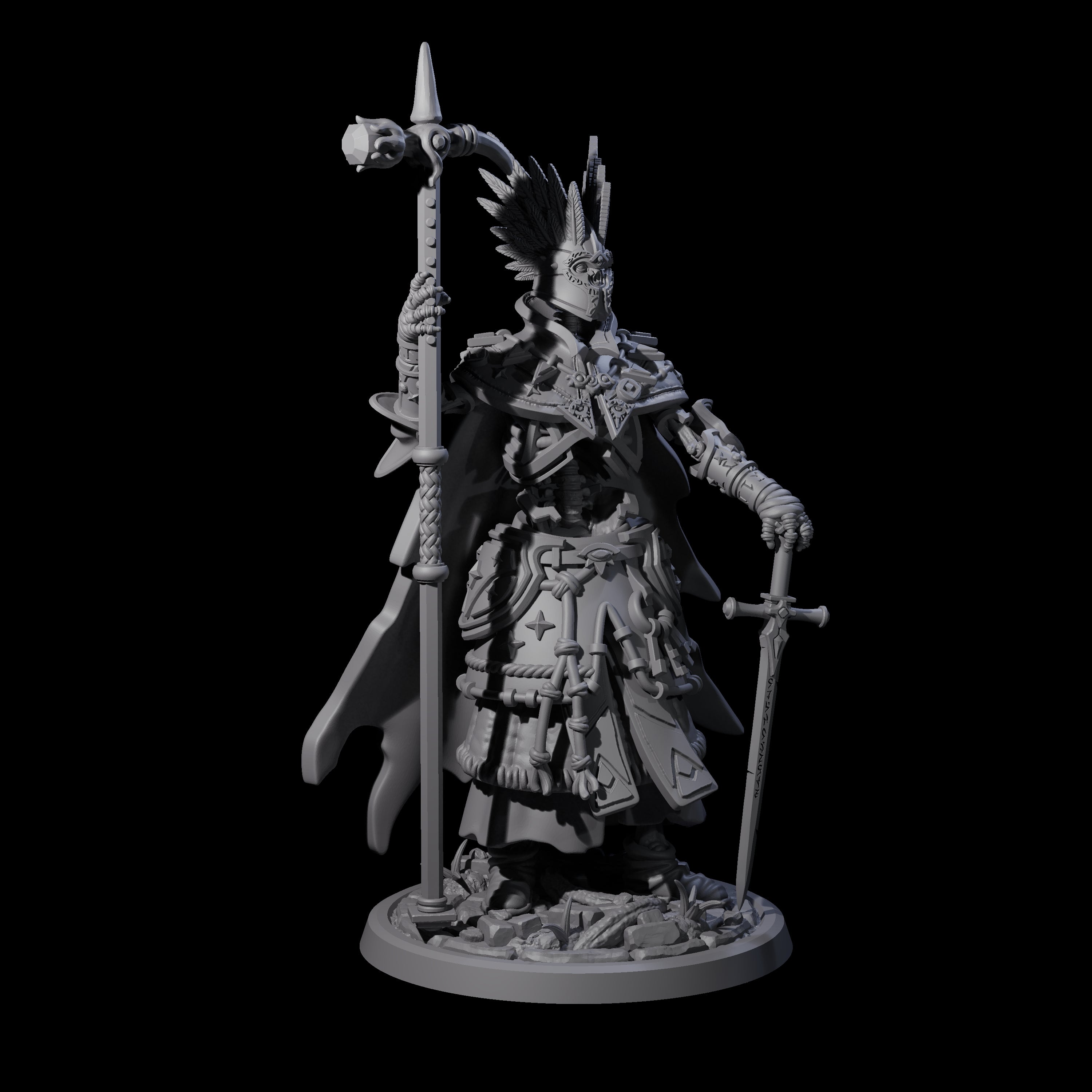 Four Decorated Skeleton Guards Miniature for Dungeons and Dragons, Pathfinder or other TTRPGs