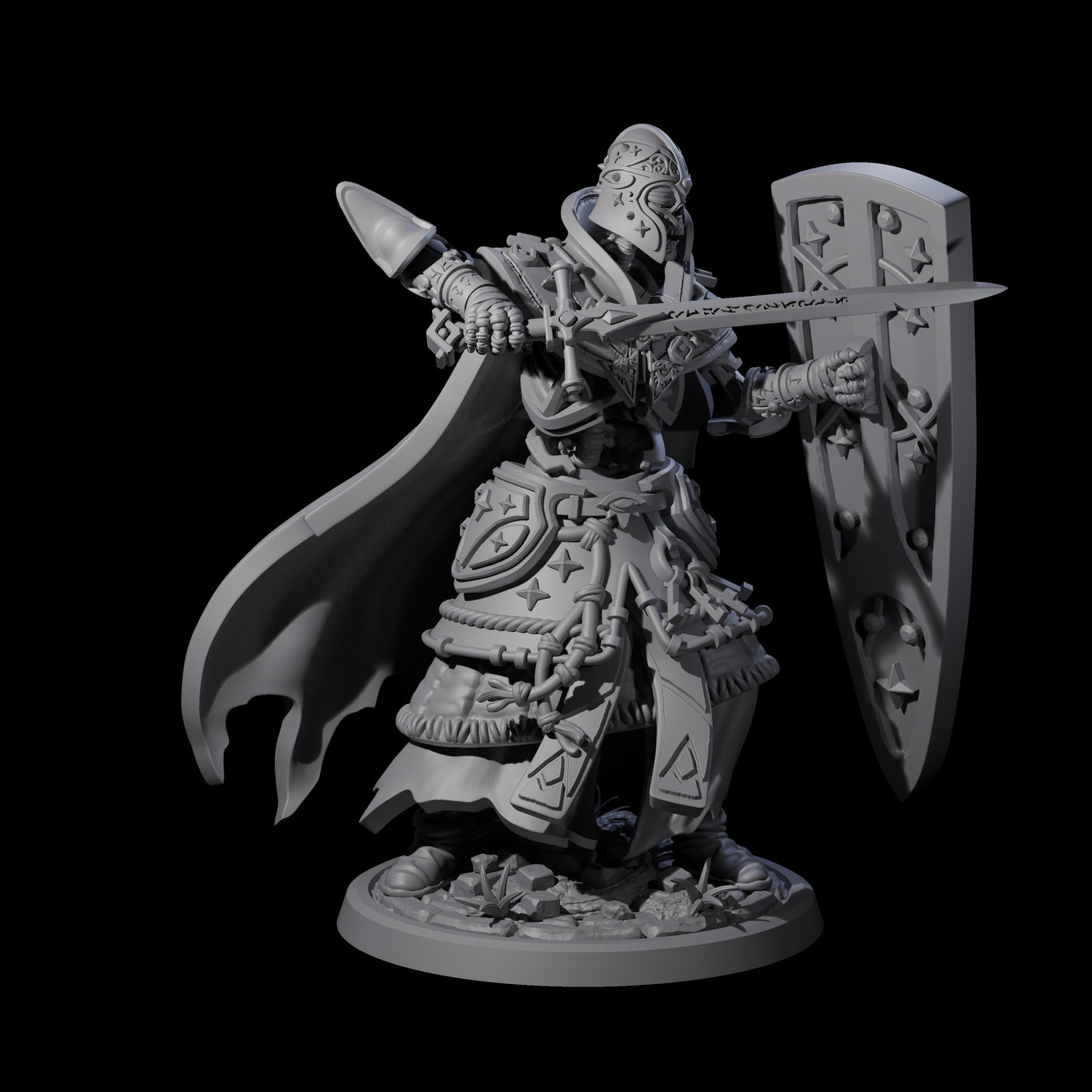 Four Decorated Skeleton Guards Miniature for Dungeons and Dragons, Pathfinder or other TTRPGs
