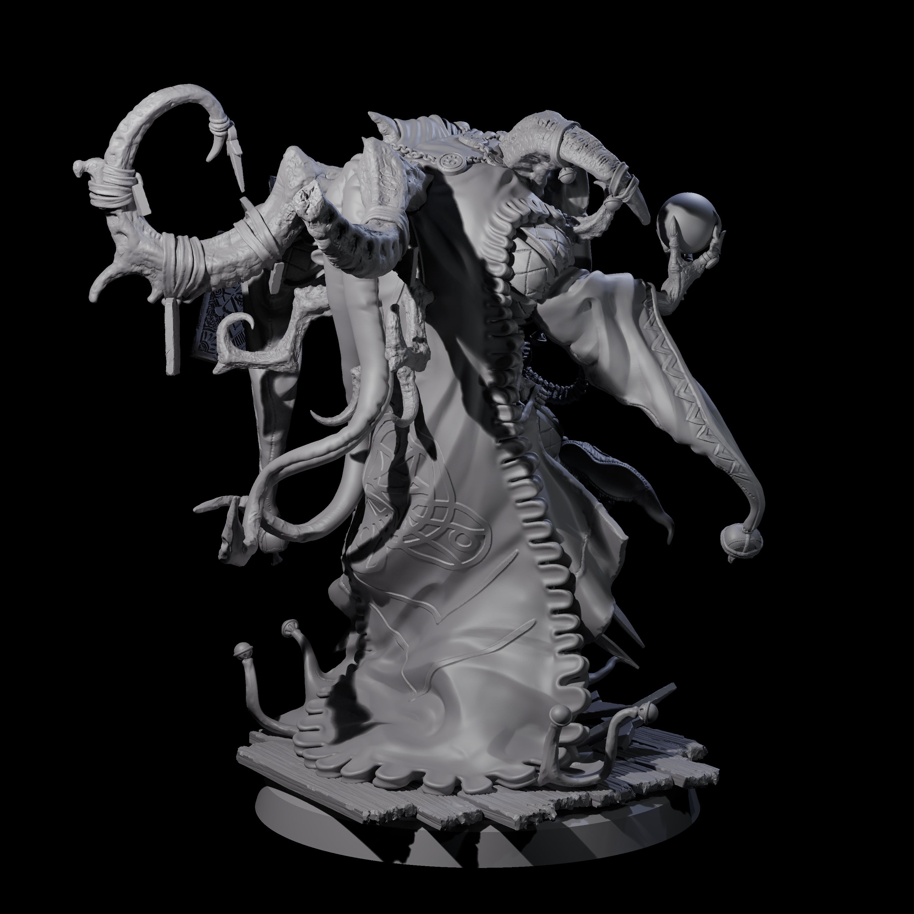 Four Deformed Mind Flayer Arcanists Miniature for Dungeons and Dragons, Pathfinder or other TTRPGs