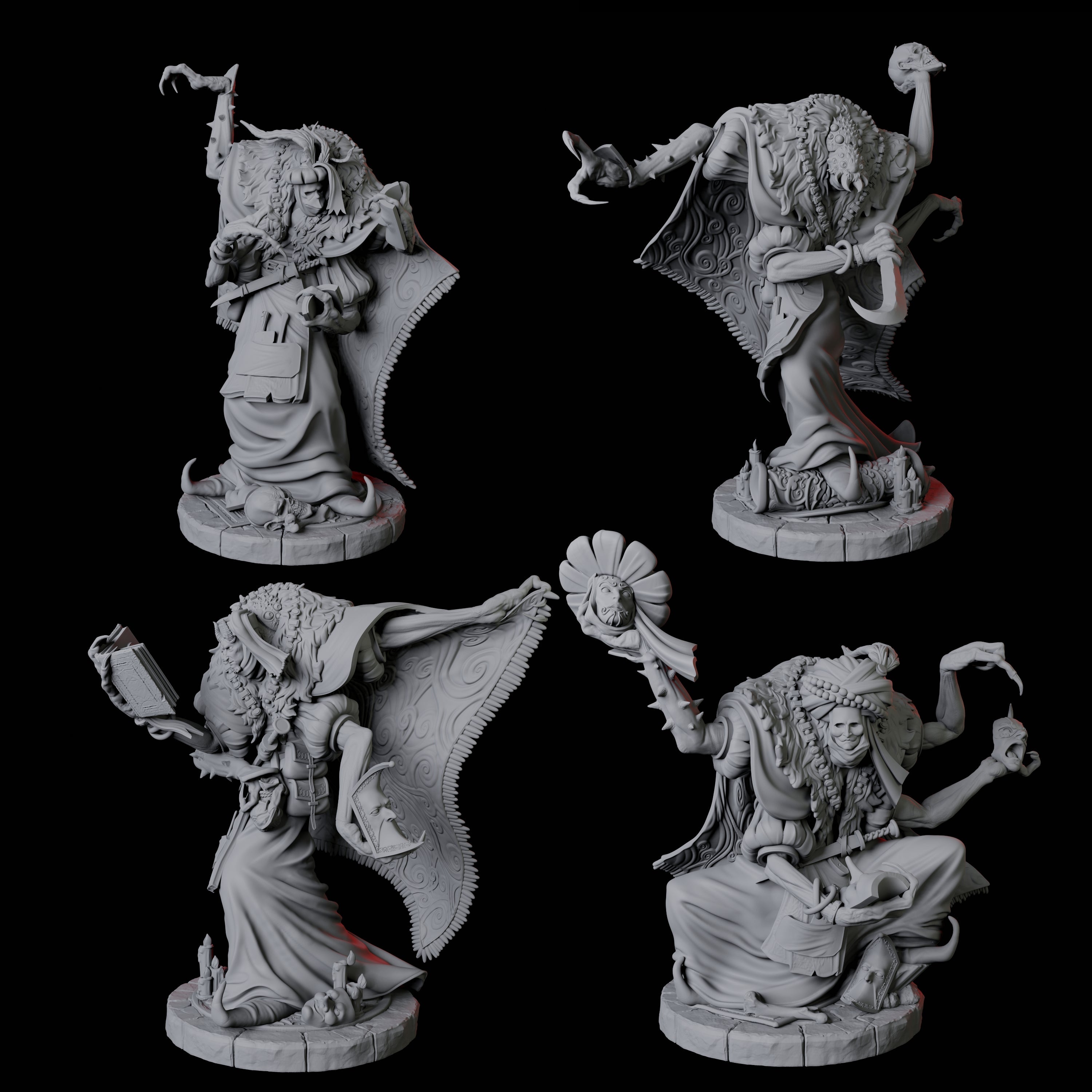 Four Disguised Quelaunts Miniature for Dungeons and Dragons, Pathfinder or other TTRPGs