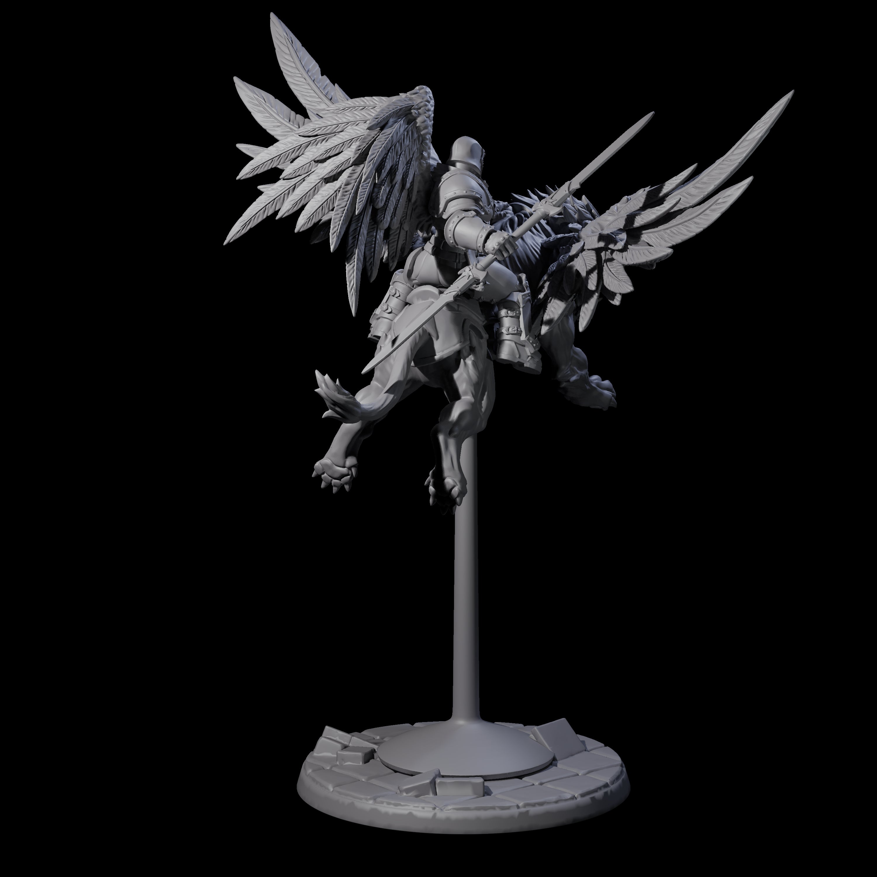 Four Diving Celestial Cavalry Miniature for Dungeons and Dragons, Pathfinder or other TTRPGs
