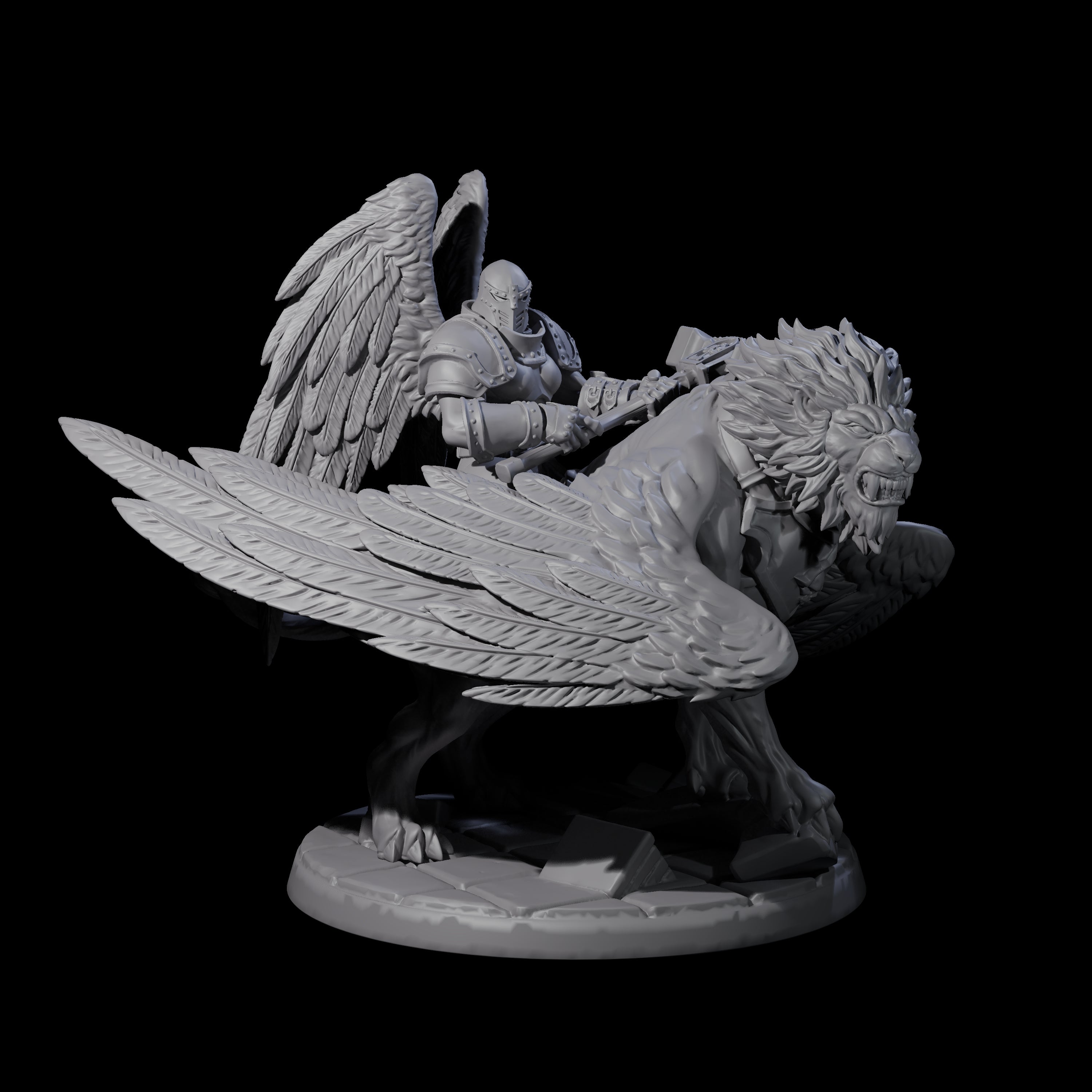 Four Diving Celestial Cavalry Miniature for Dungeons and Dragons, Pathfinder or other TTRPGs