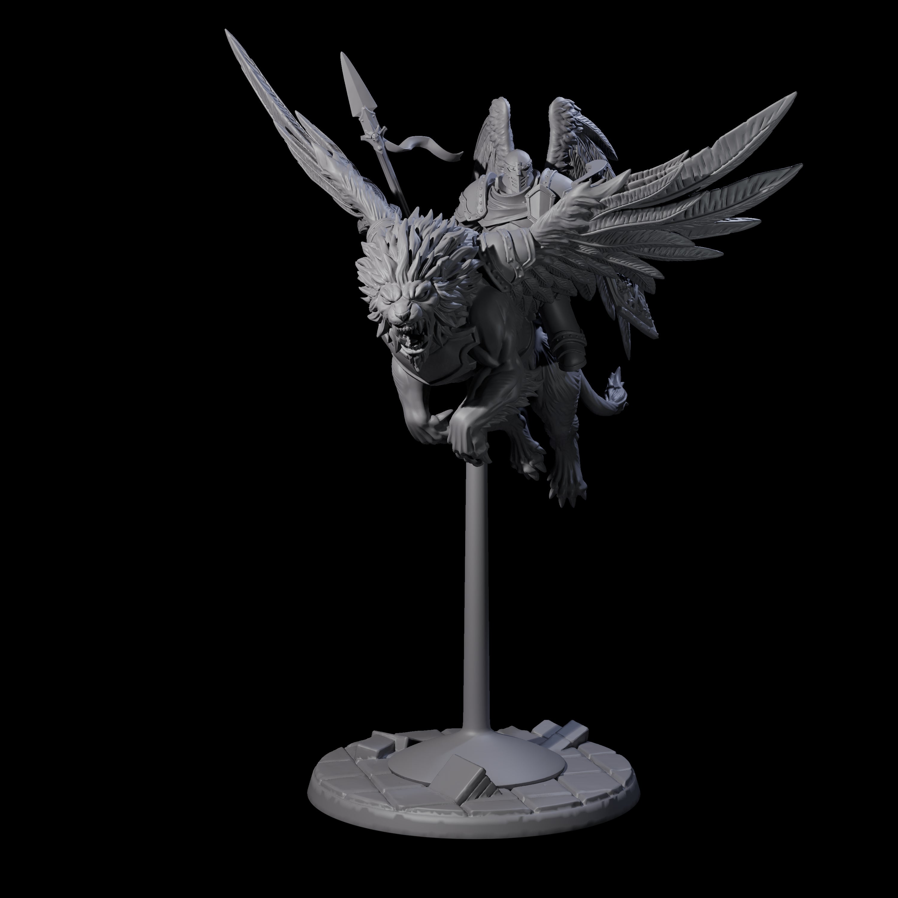 Four Diving Celestial Cavalry Miniature for Dungeons and Dragons, Pathfinder or other TTRPGs