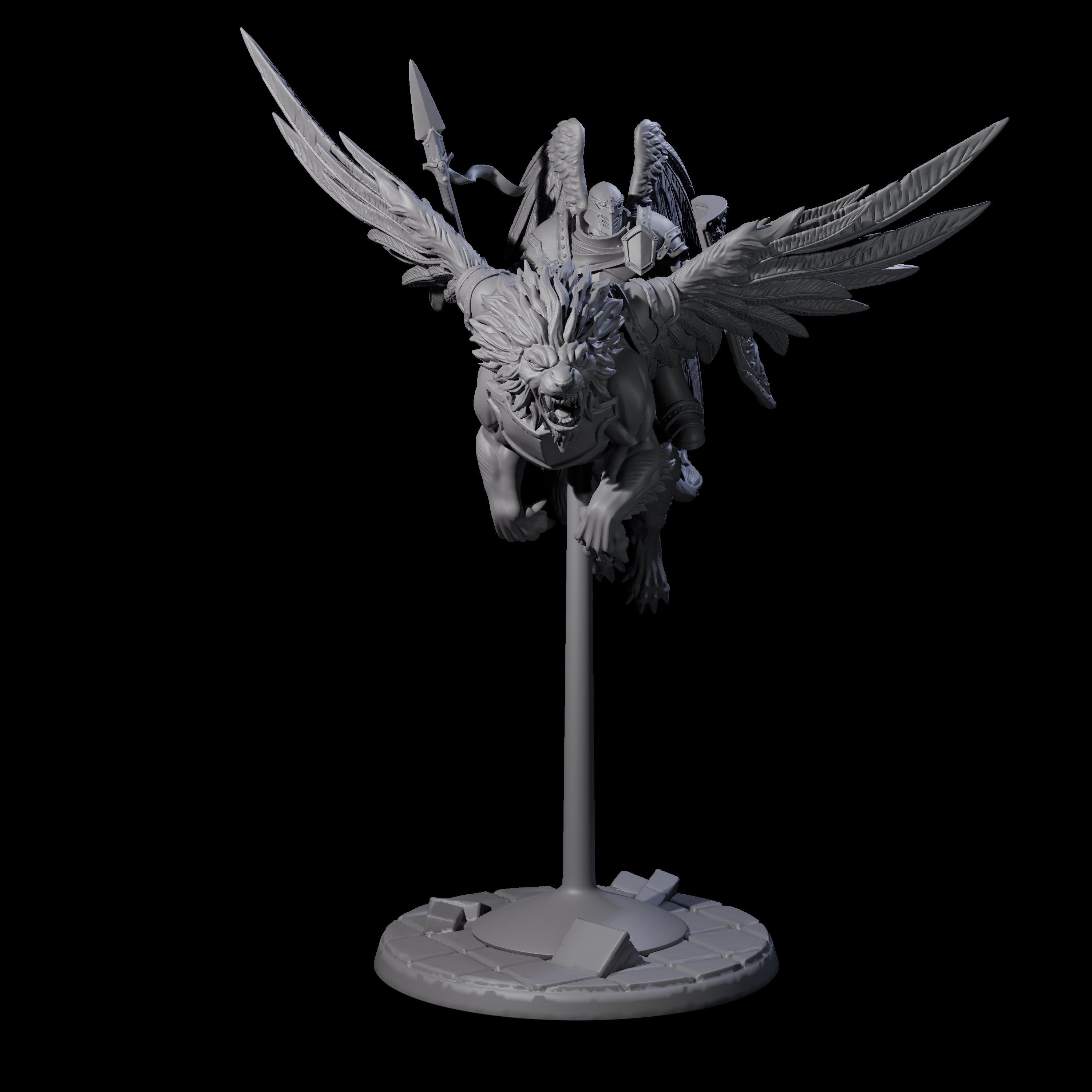 Four Diving Celestial Cavalry Miniature for Dungeons and Dragons, Pathfinder or other TTRPGs