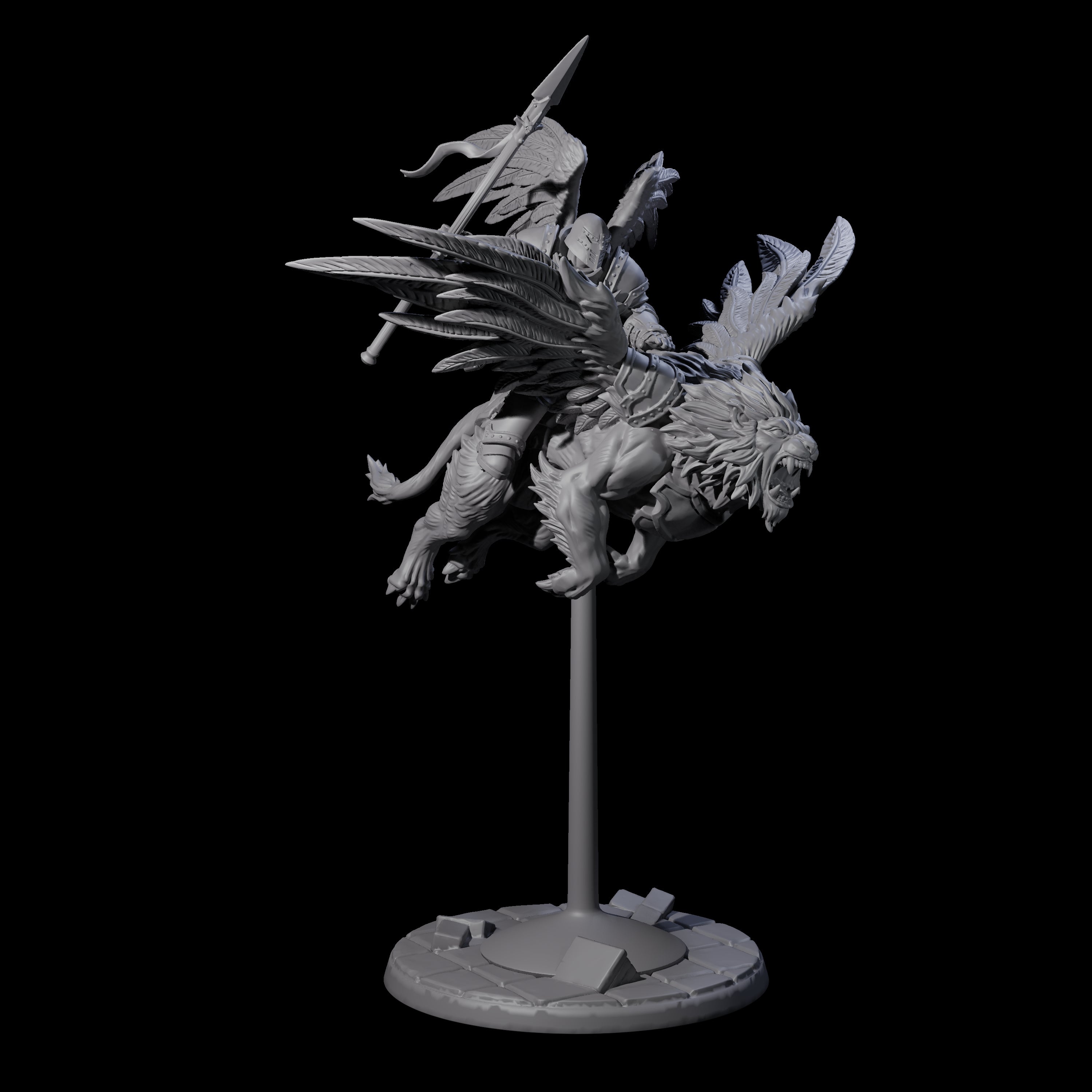 Four Diving Celestial Cavalry Miniature for Dungeons and Dragons, Pathfinder or other TTRPGs