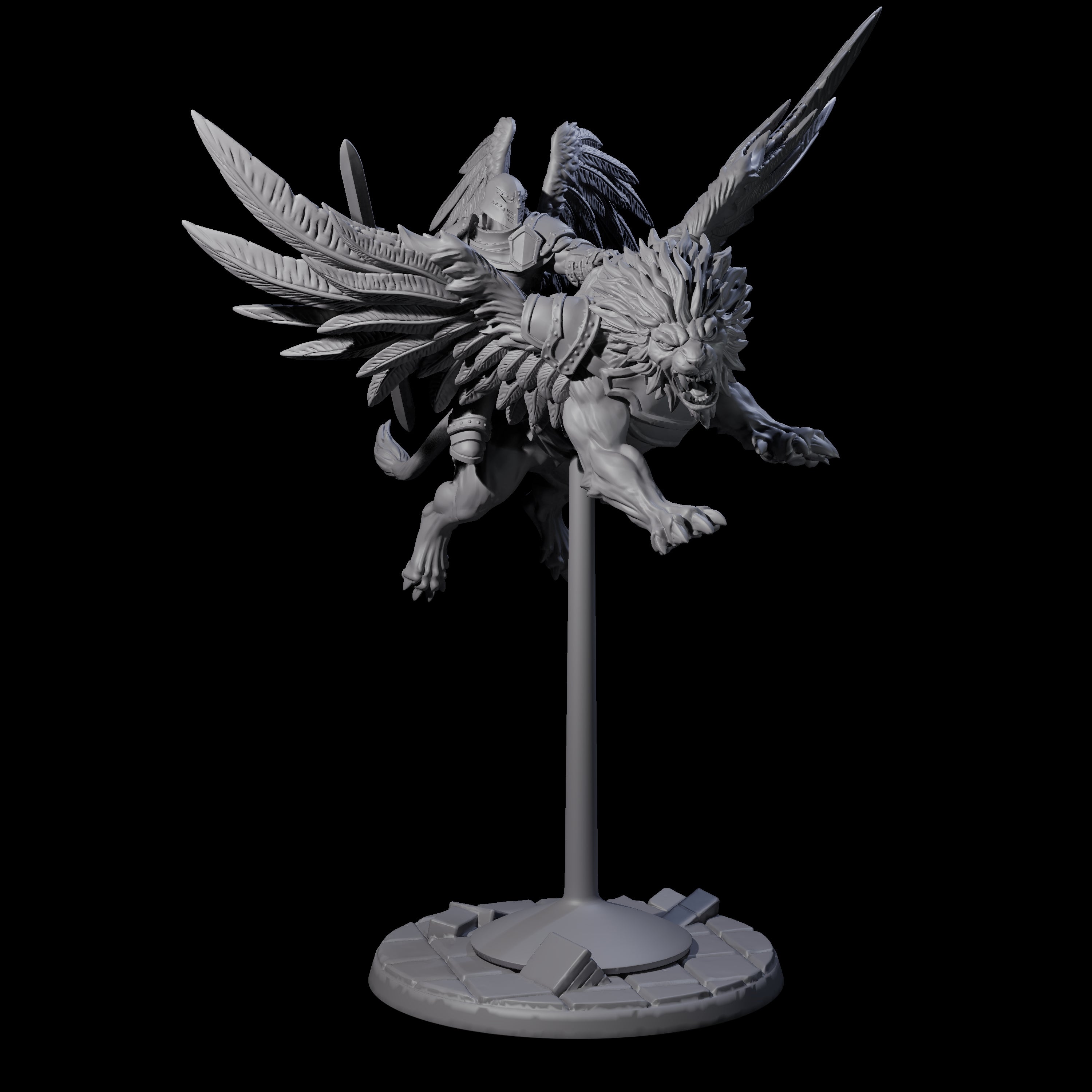 Four Diving Celestial Cavalry Miniature for Dungeons and Dragons, Pathfinder or other TTRPGs