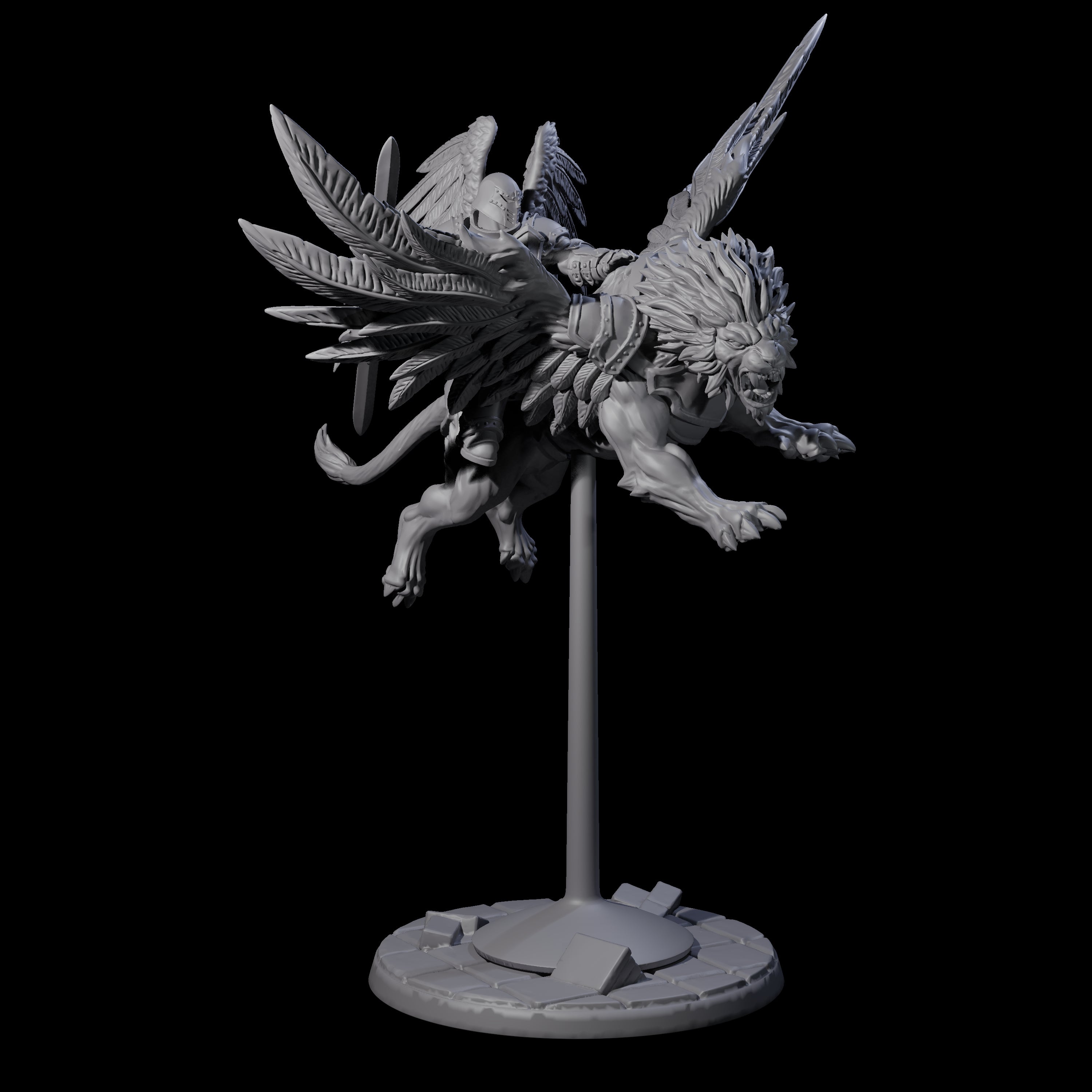 Four Diving Celestial Cavalry Miniature for Dungeons and Dragons, Pathfinder or other TTRPGs