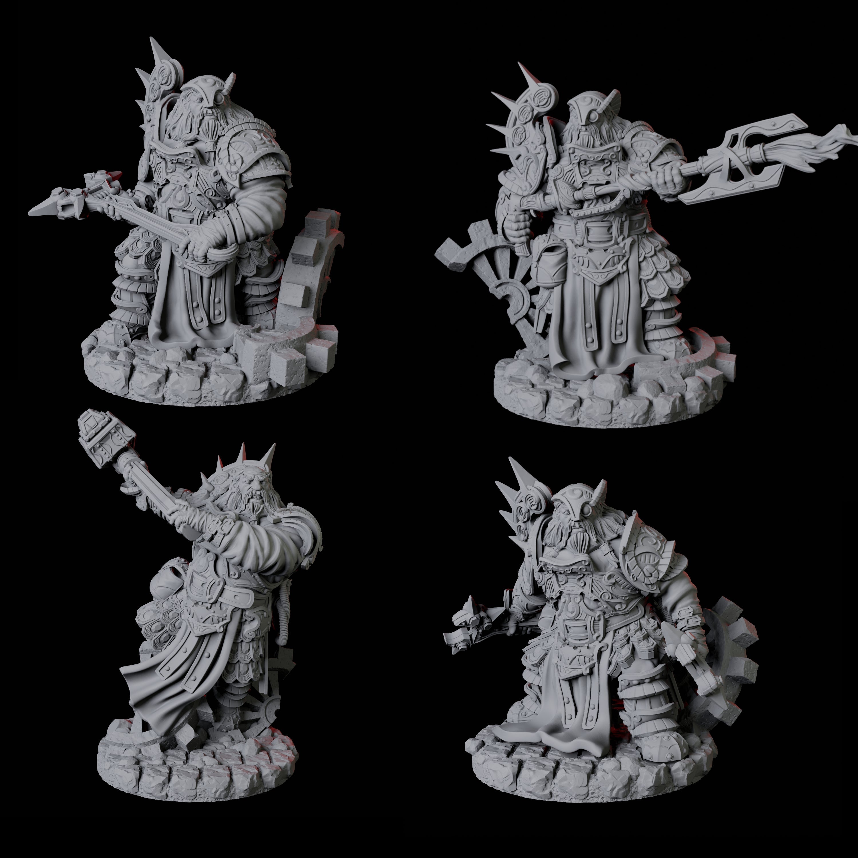 Four Dwarf Artificer Engineers Miniature for Dungeons and Dragons, Pathfinder or other TTRPGs