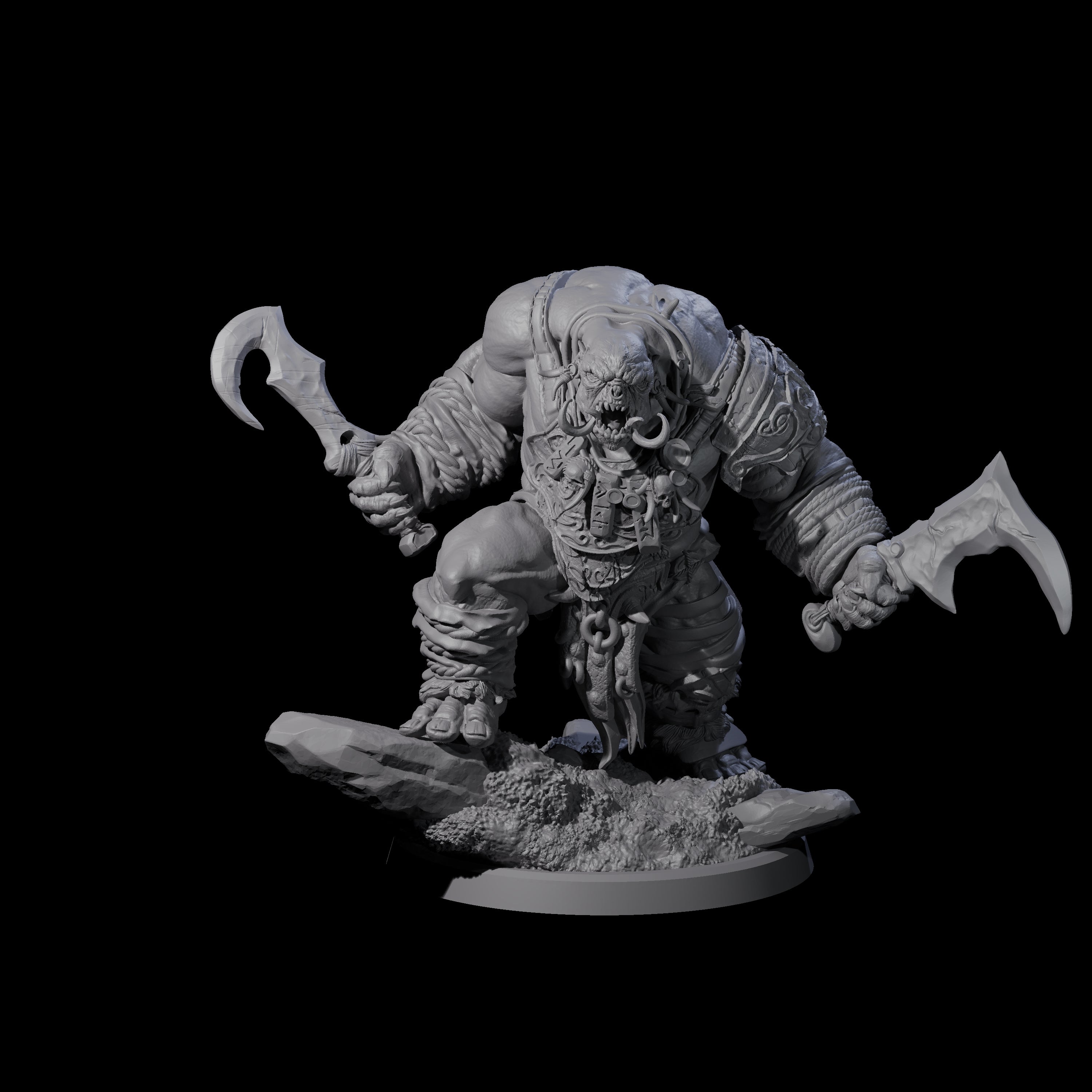 Four Fierce Cave Ogres Miniature for Dungeons and Dragons, Pathfinder or other TTRPGs