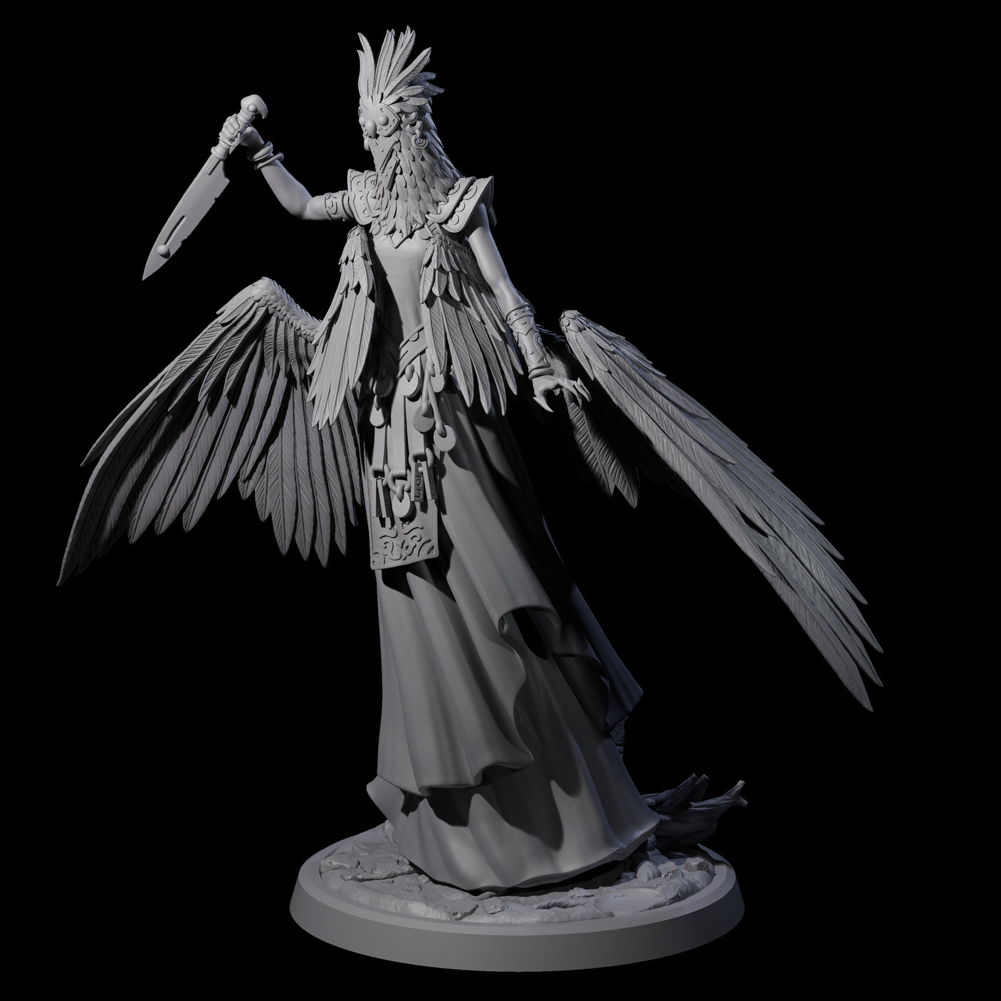 Four Flowing Owl Worshipping Cultists Miniature for Dungeons and Dragons, Pathfinder or other TTRPGs