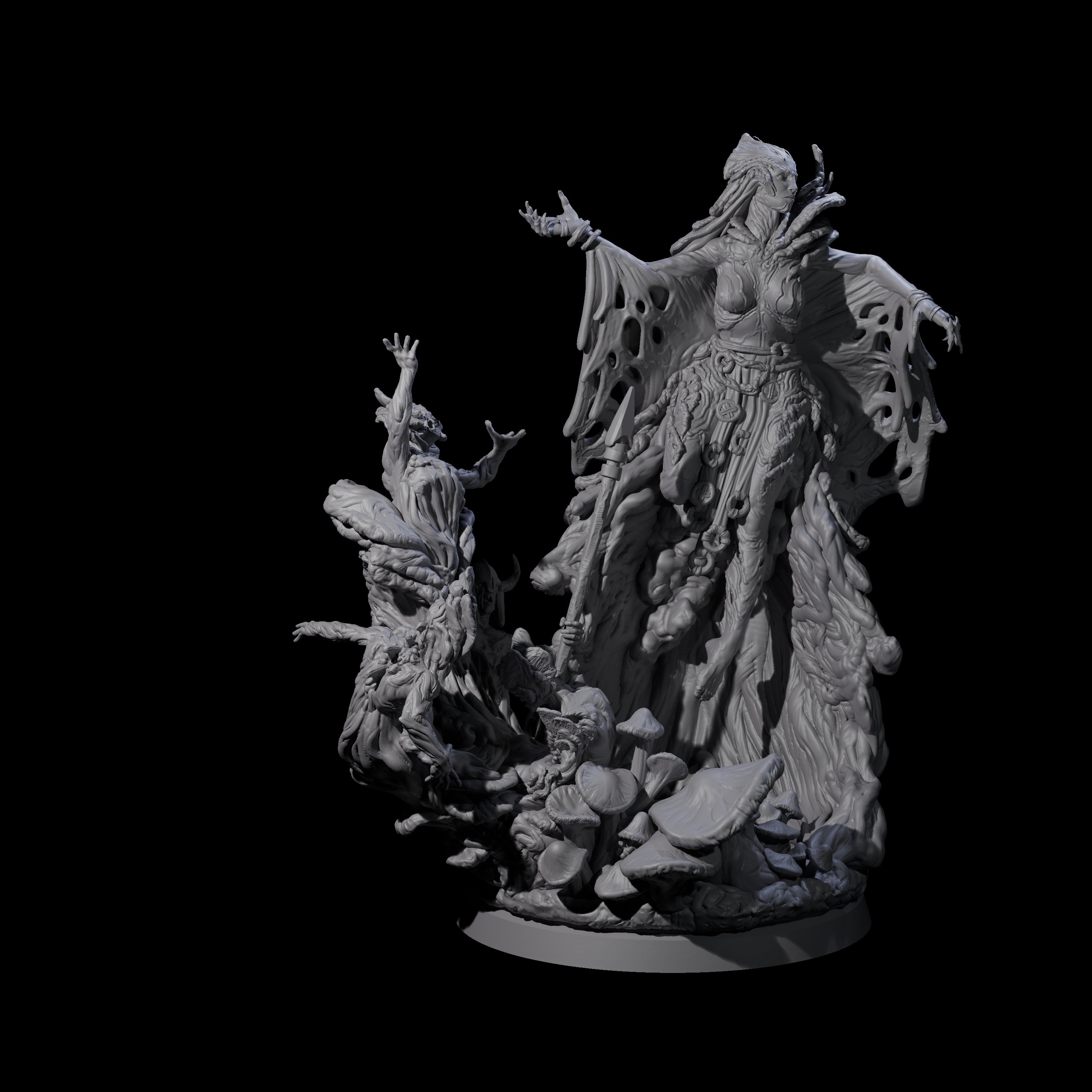 Four Fungal Night Hags Miniature for Dungeons and Dragons, Pathfinder or other TTRPGs