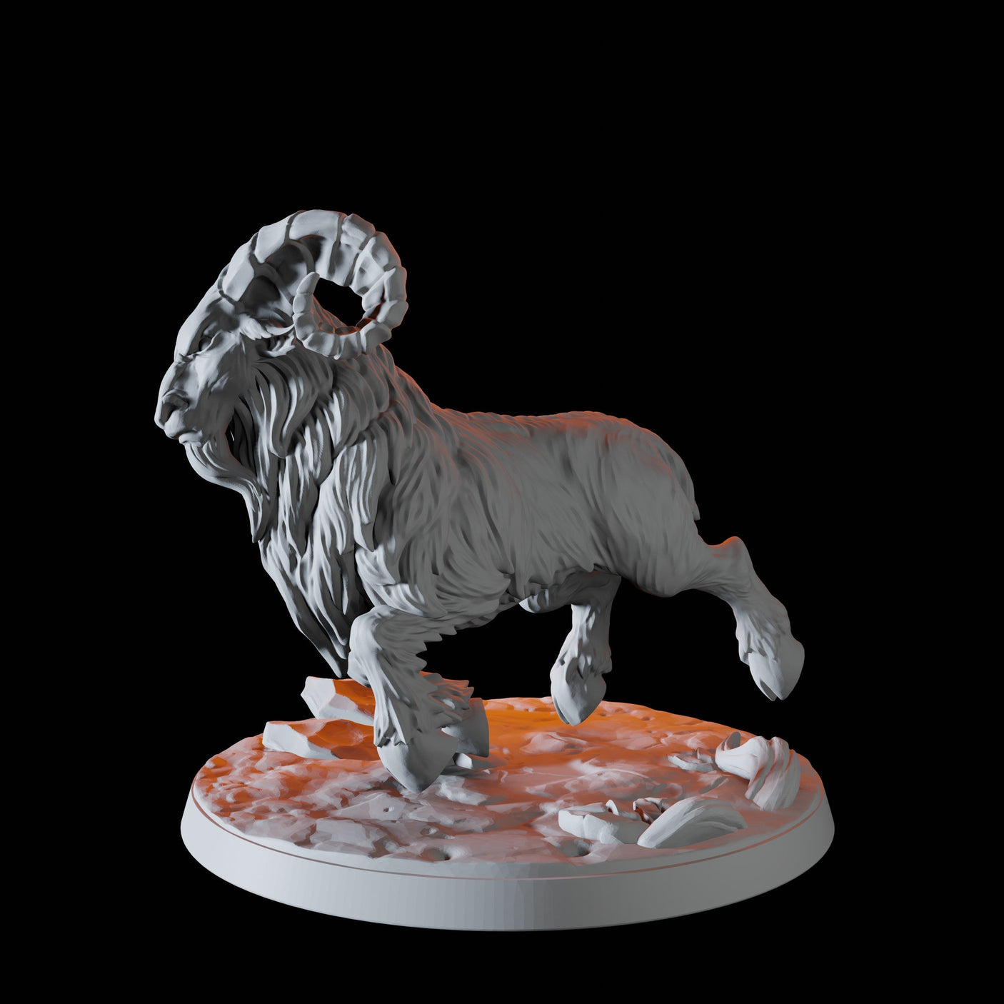 Four Giant Rams Miniature for Dungeons and Dragons, Pathfinder or other TTRPGs