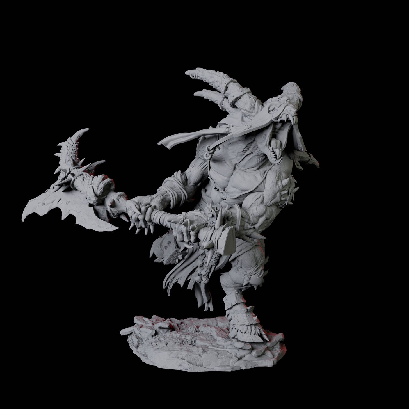 Four Giant Ratfolk Barbarians Miniature for Dungeons and Dragons, Pathfinder or other TTRPGs