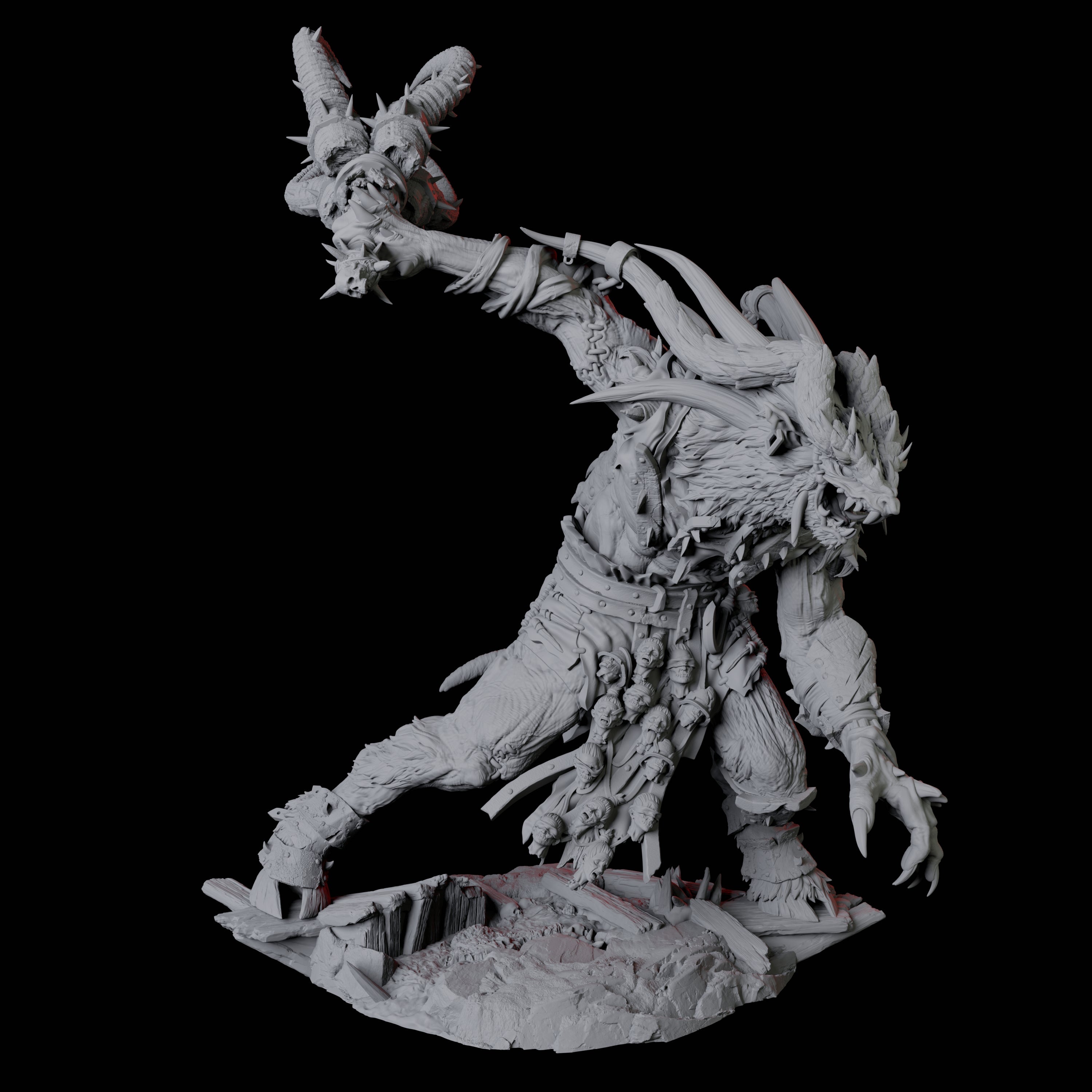 Four Giant Ratfolk Barbarians Miniature for Dungeons and Dragons, Pathfinder or other TTRPGs