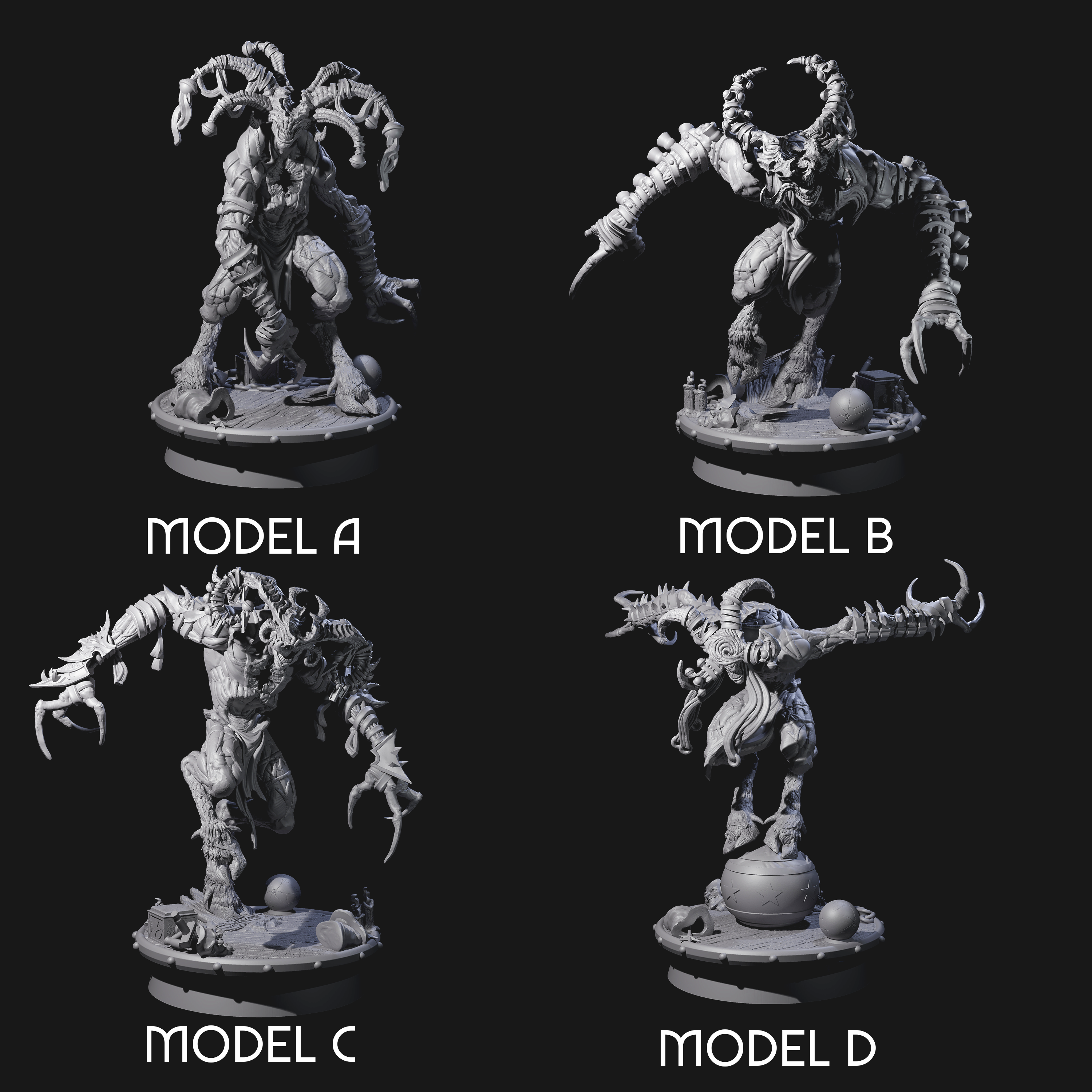 Four Giggling Demon Jesters Miniature for Dungeons and Dragons, Pathfinder or other TTRPGs
