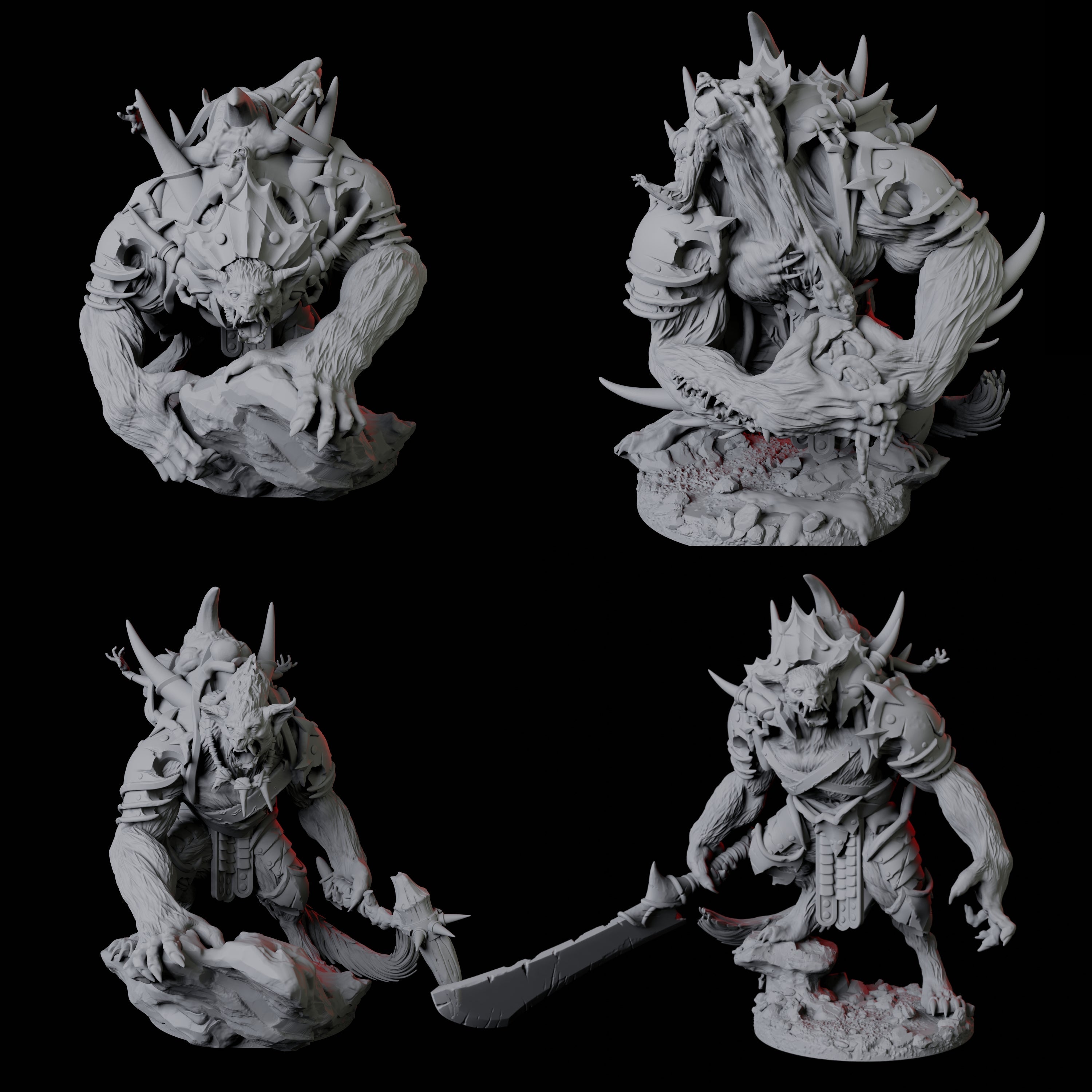 Four Gnoll Claw Fighters Miniature for Dungeons and Dragons, Pathfinder or other TTRPGs