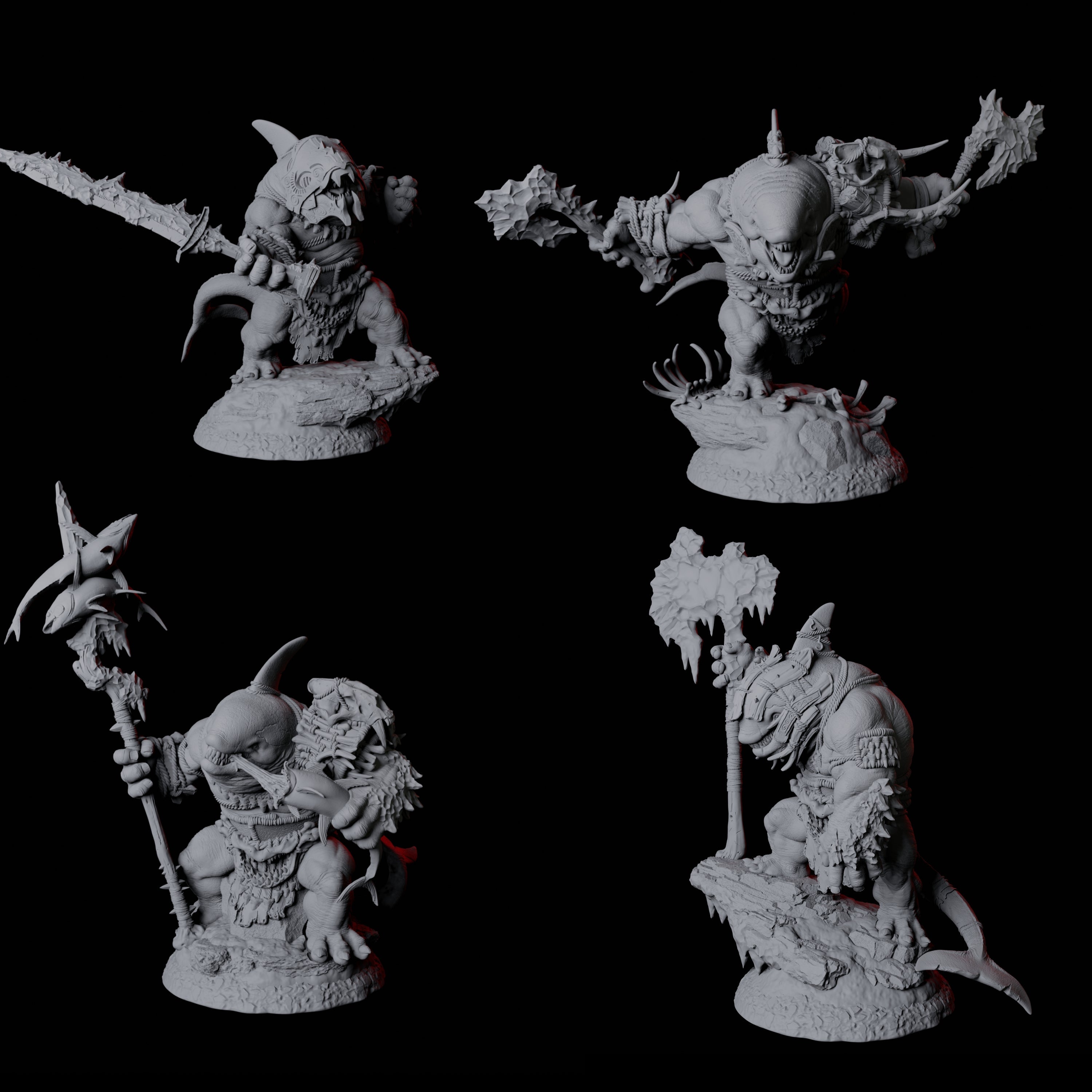 Four Graceful Orcafolk Warriors Miniature for Dungeons and Dragons, Pathfinder or other TTRPGs