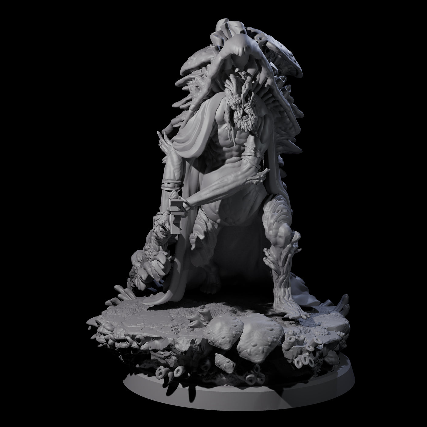 Four Growing Fungus Cultists Miniature for Dungeons and Dragons, Pathfinder or other TTRPGs