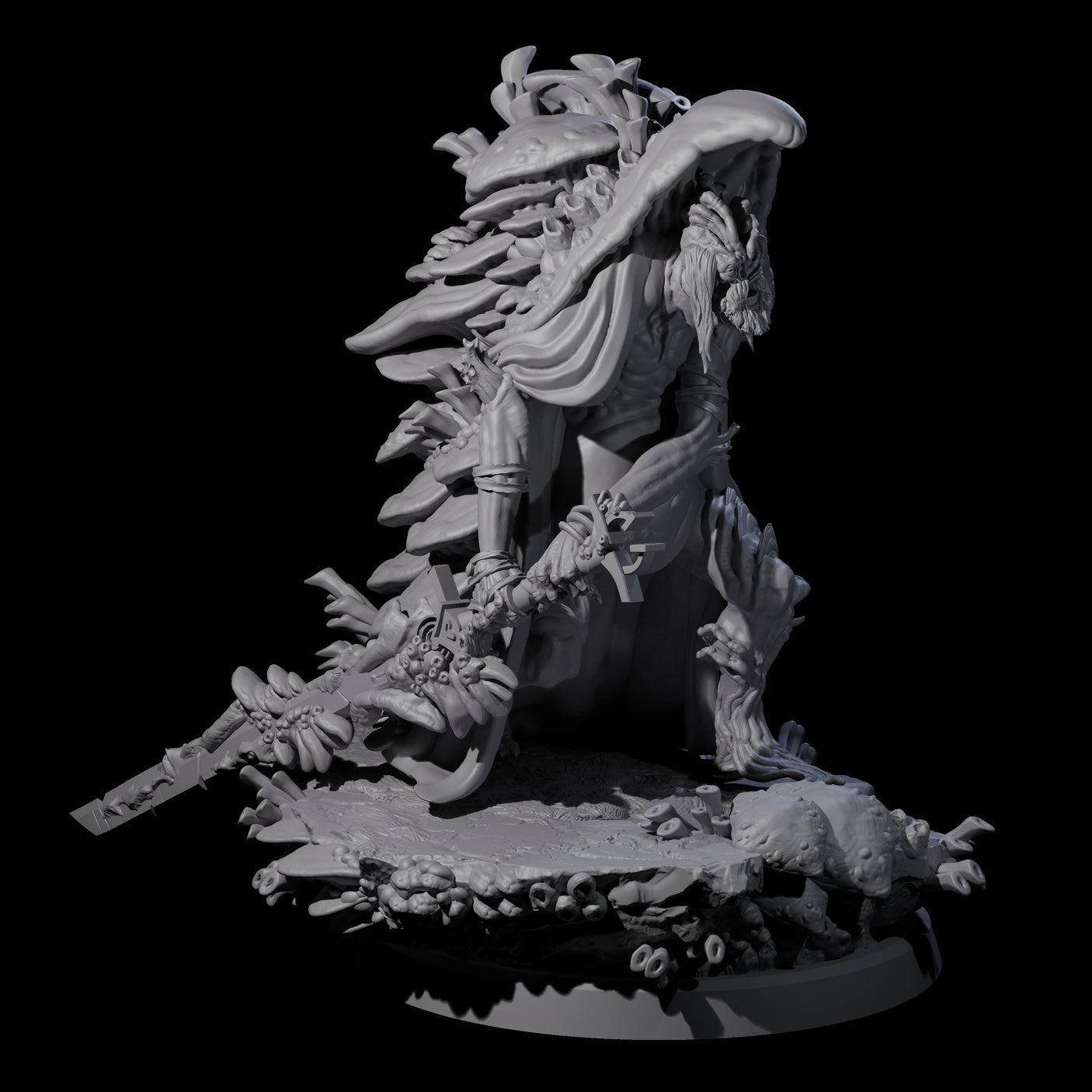 Four Growing Fungus Cultists Miniature for Dungeons and Dragons, Pathfinder or other TTRPGs