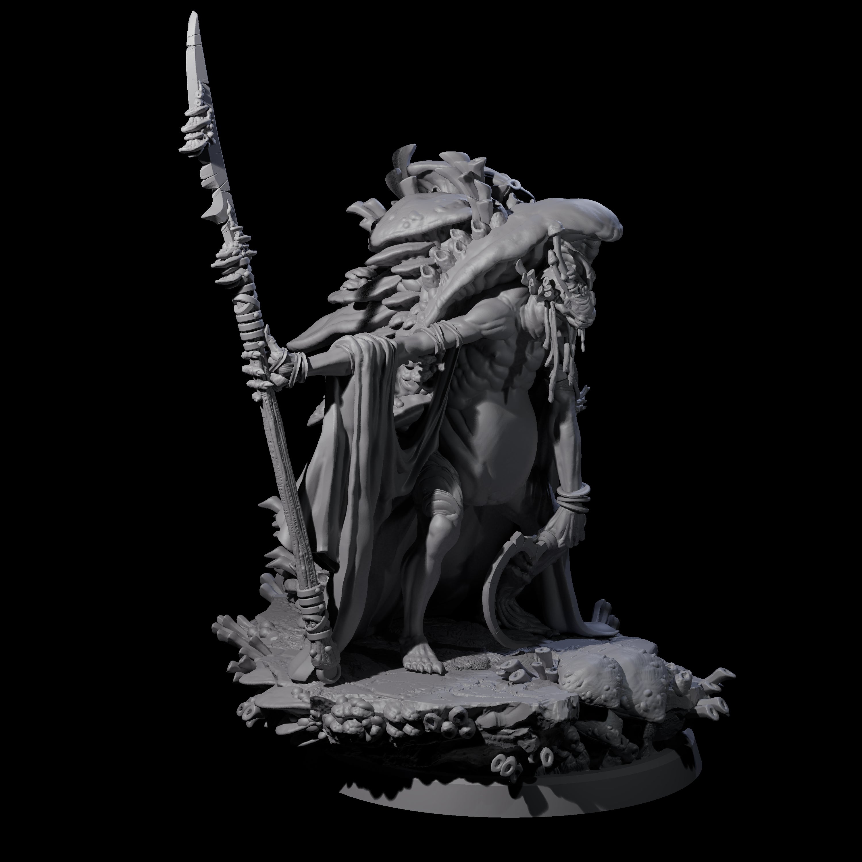 Four Growing Fungus Cultists Miniature for Dungeons and Dragons, Pathfinder or other TTRPGs