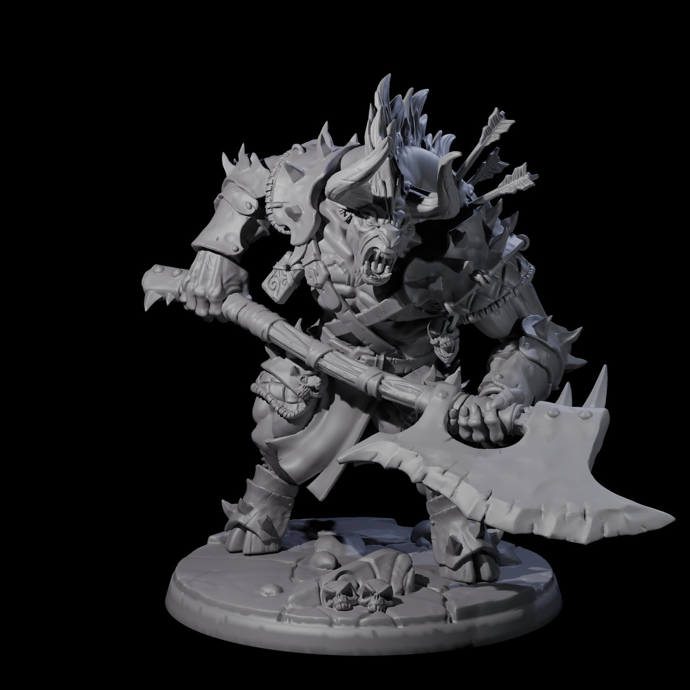 Four Grusome Minotaurs Miniature for Dungeons and Dragons, Pathfinder or other TTRPGs
