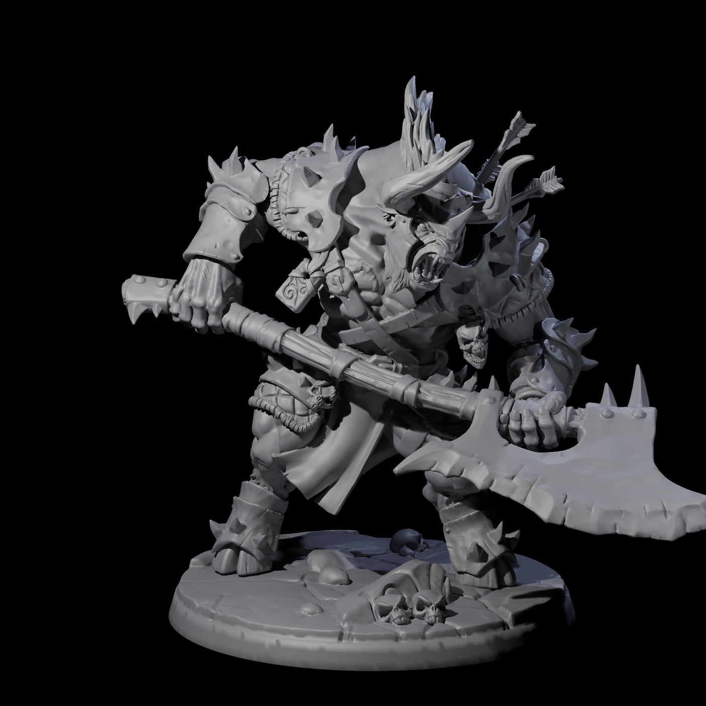 Four Grusome Minotaurs Miniature for Dungeons and Dragons, Pathfinder or other TTRPGs