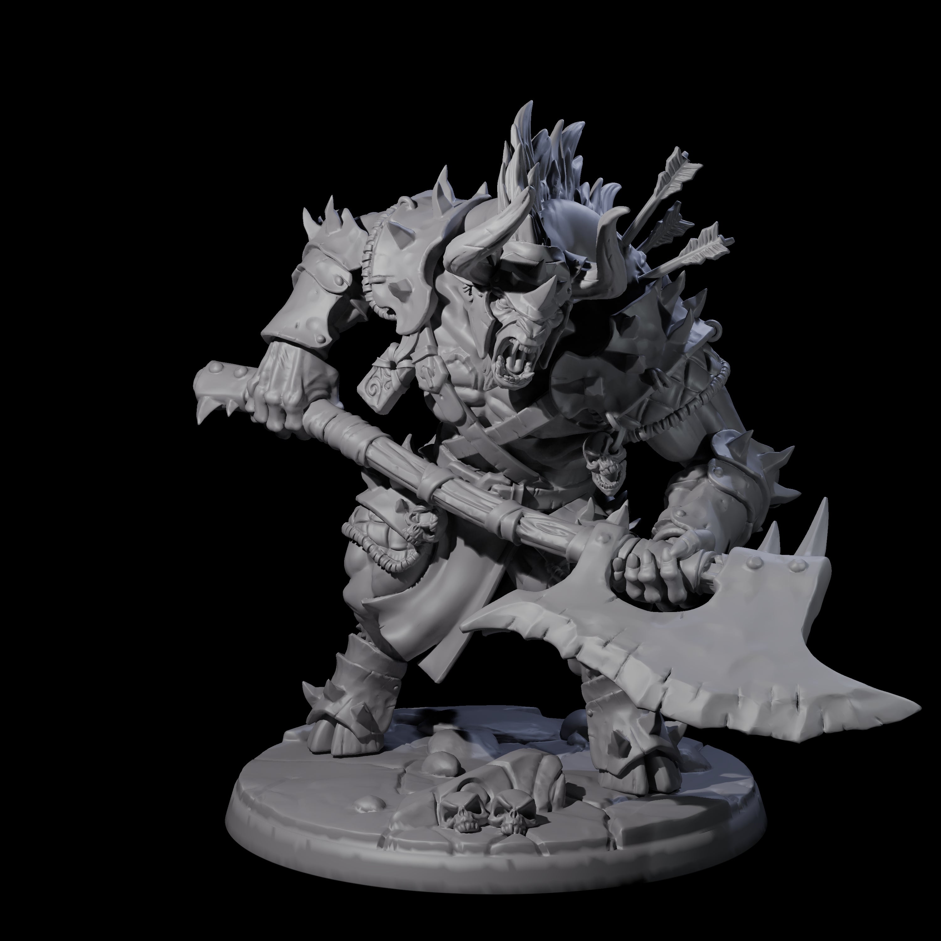 Four Grusome Minotaurs Miniature for Dungeons and Dragons, Pathfinder or other TTRPGs