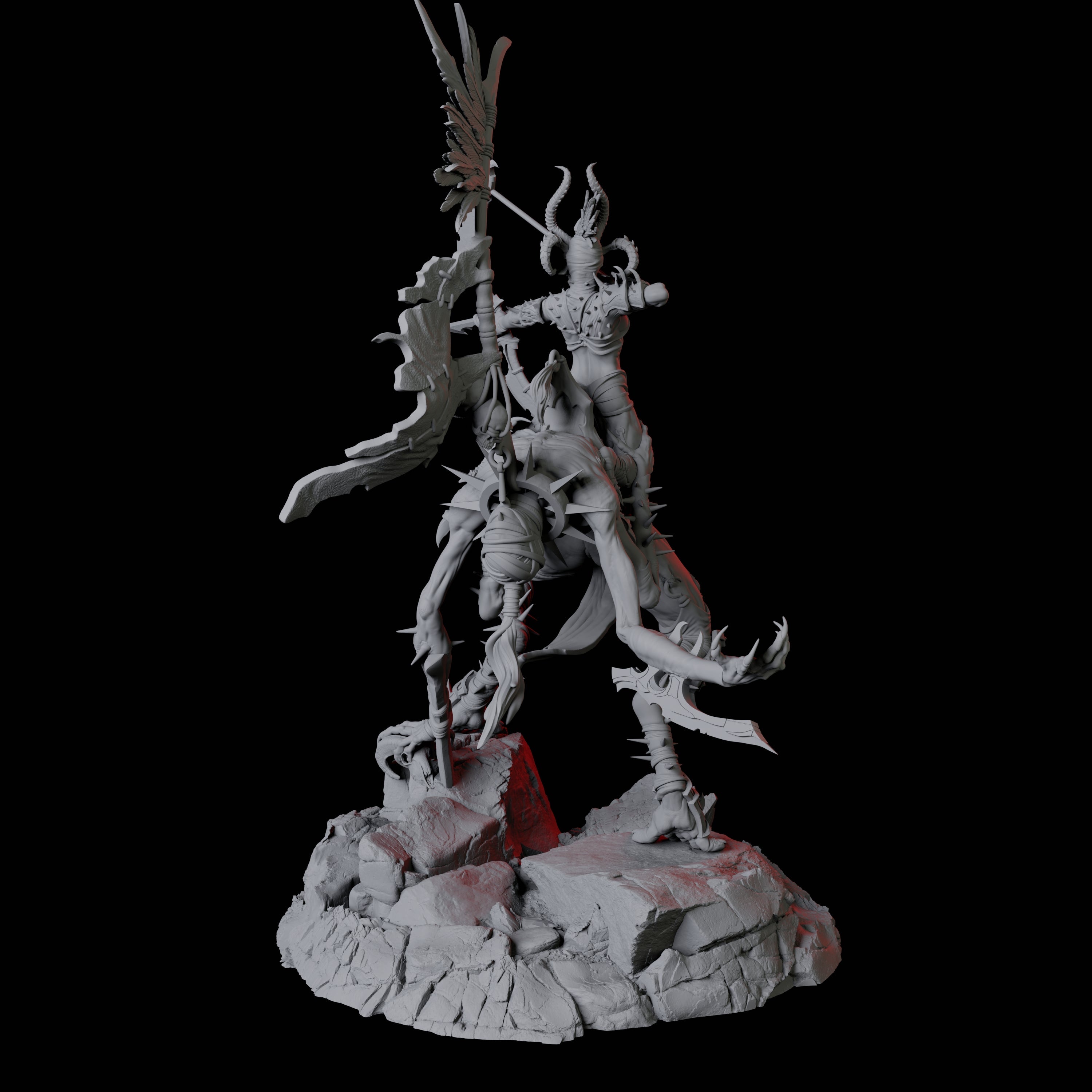 Four Hideous Demonic Cavalry Miniature for Dungeons and Dragons, Pathfinder or other TTRPGs