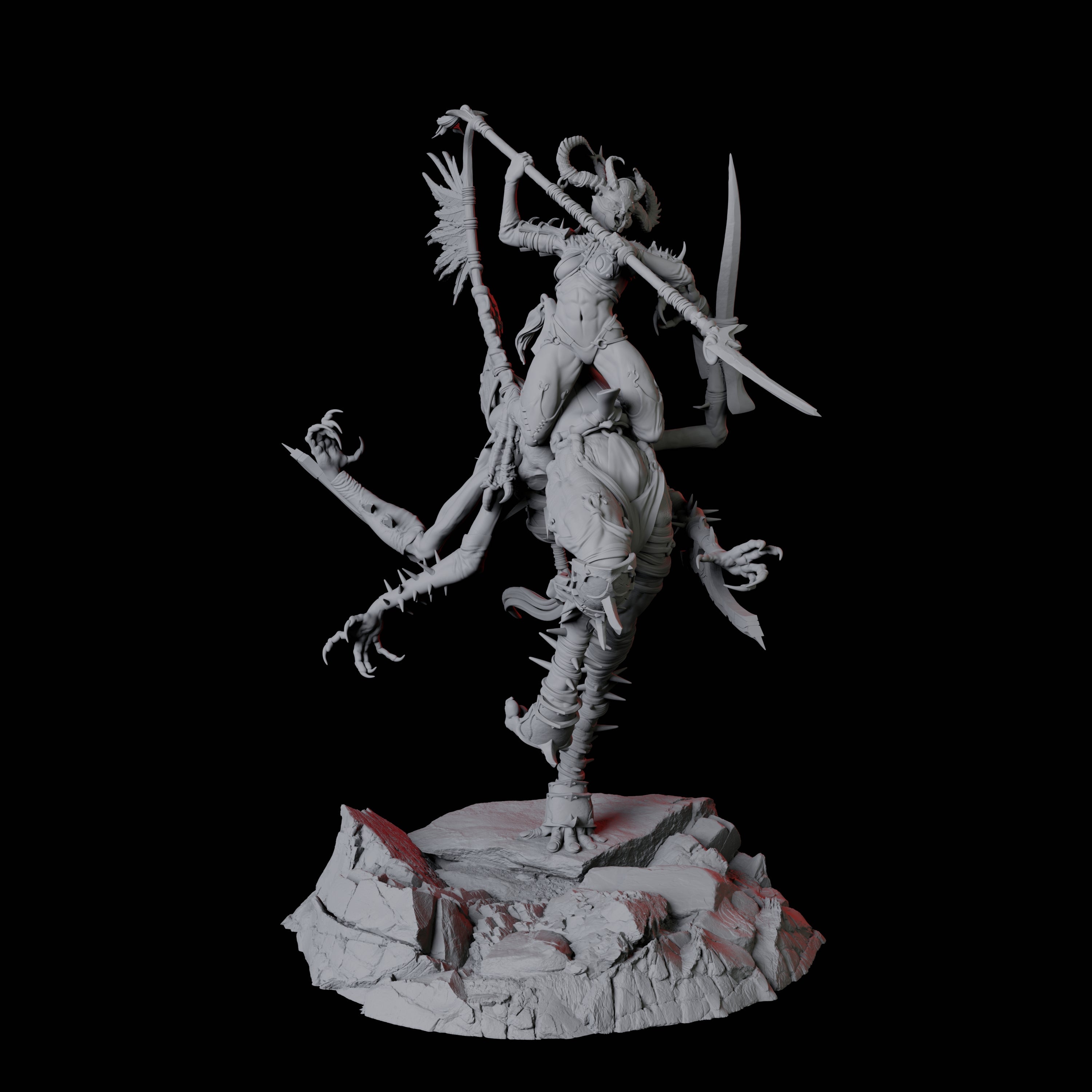 Four Hideous Demonic Cavalry Miniature for Dungeons and Dragons, Pathfinder or other TTRPGs