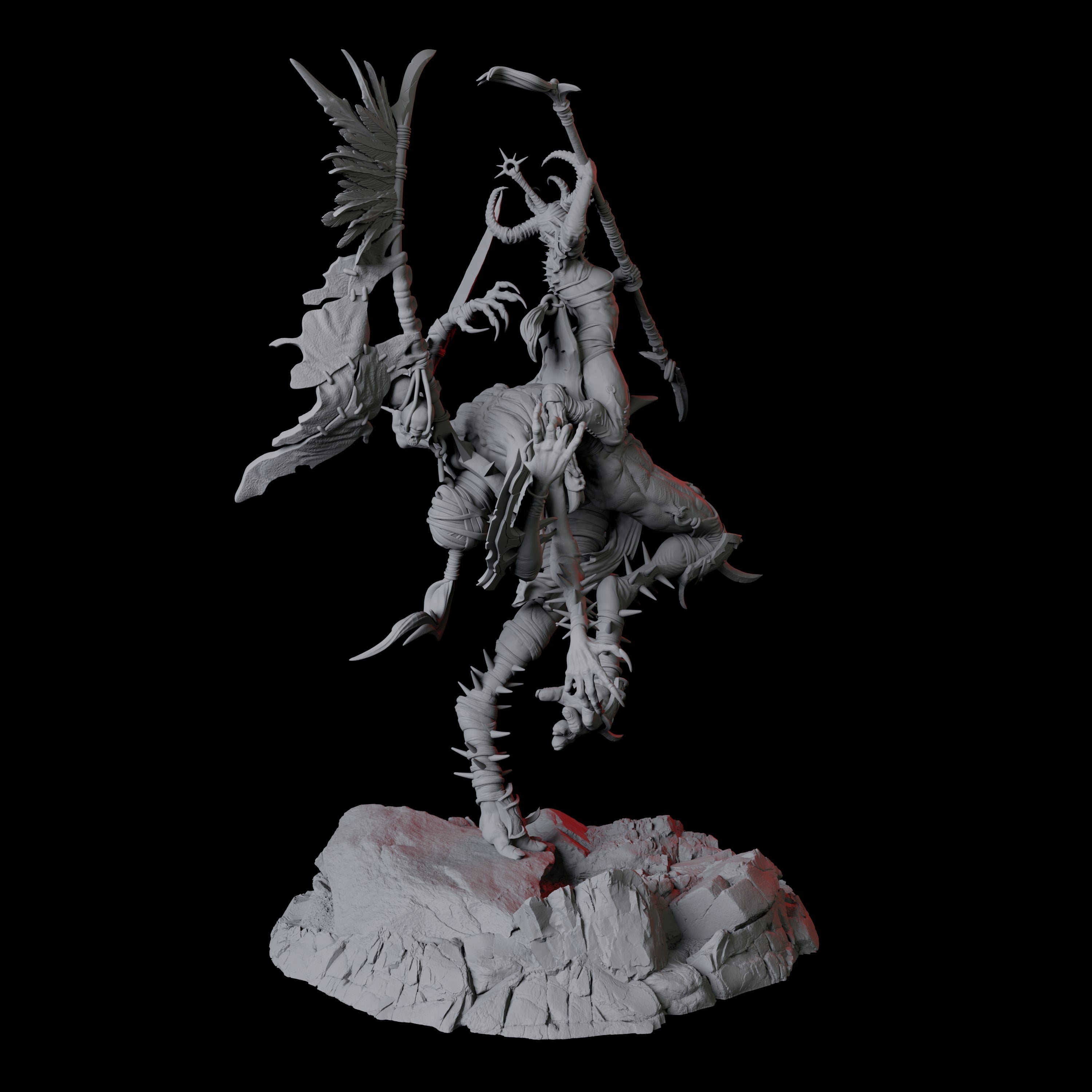 Four Hideous Demonic Cavalry Miniature for Dungeons and Dragons, Pathfinder or other TTRPGs