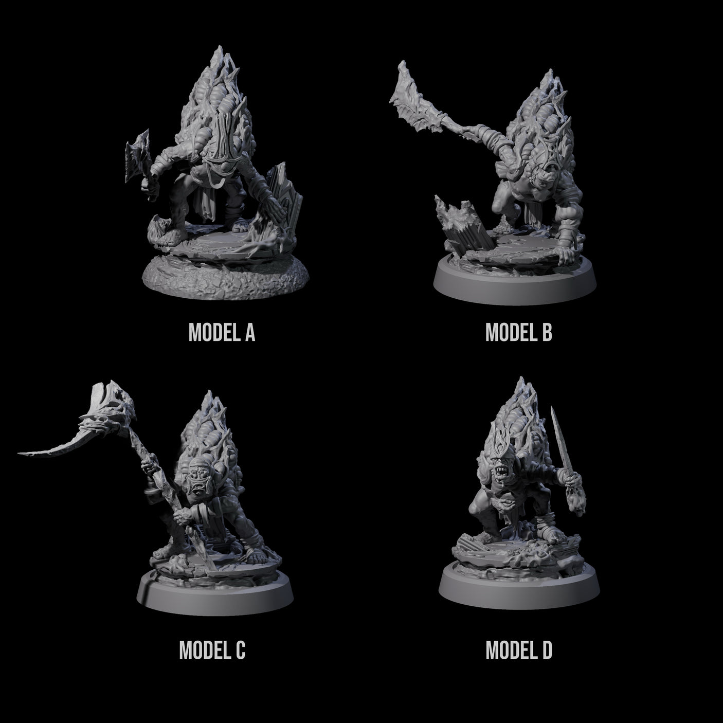 Four Infected Hive Thralls Miniature for Dungeons and Dragons, Pathfinder or other TTRPGs