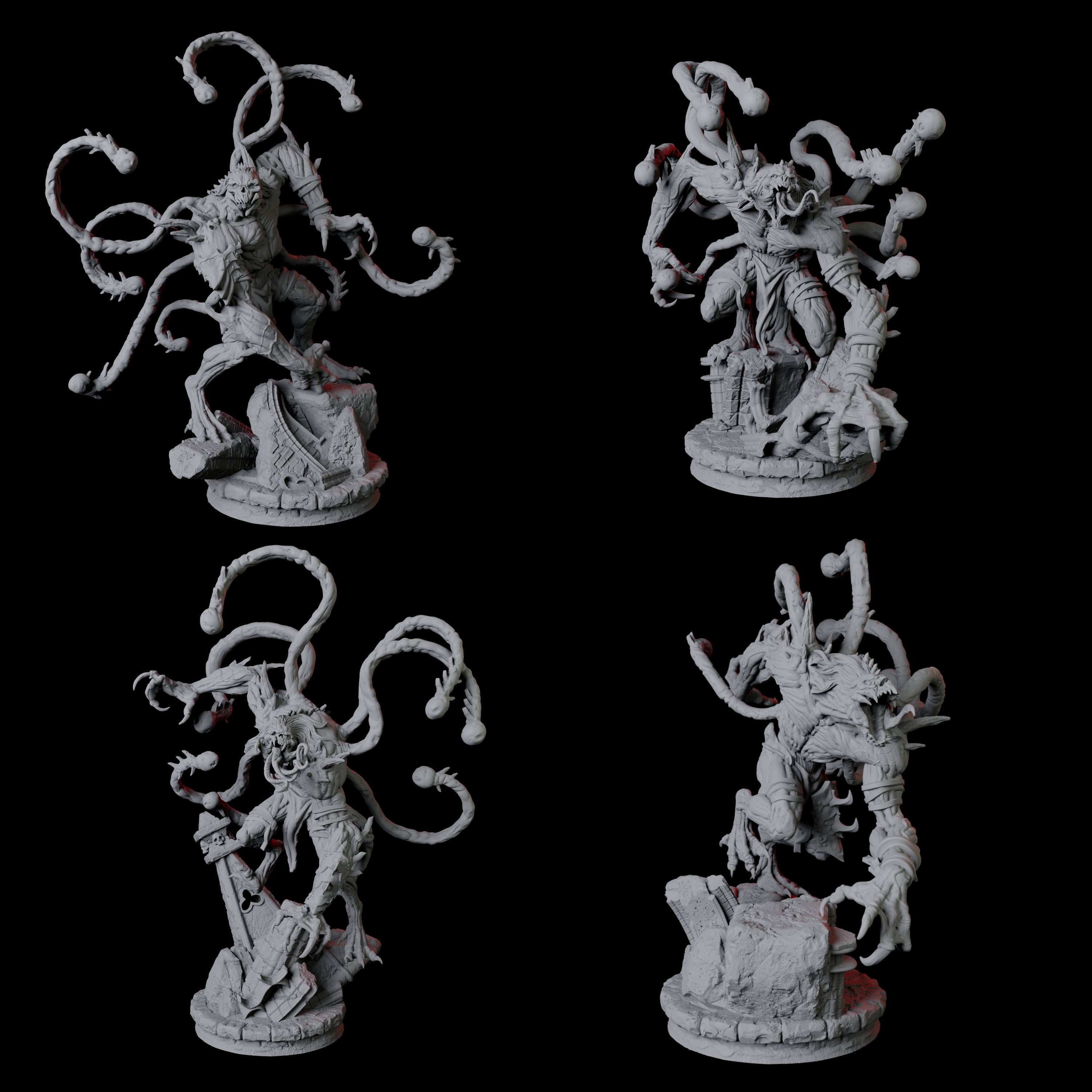 Four Infested Ghouls Miniature for Dungeons and Dragons, Pathfinder or other TTRPGs