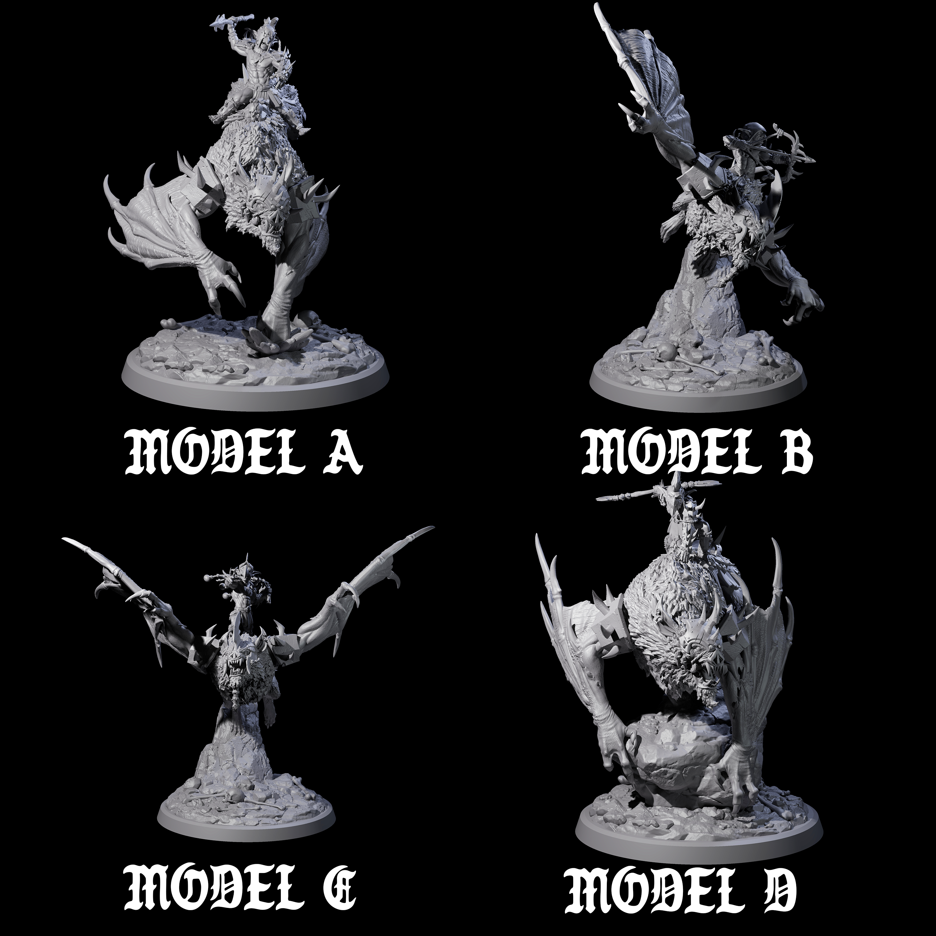 Four Kamikaze Werebat Riding Goblins Miniature for Dungeons and Dragons, Pathfinder or other TTRPGs