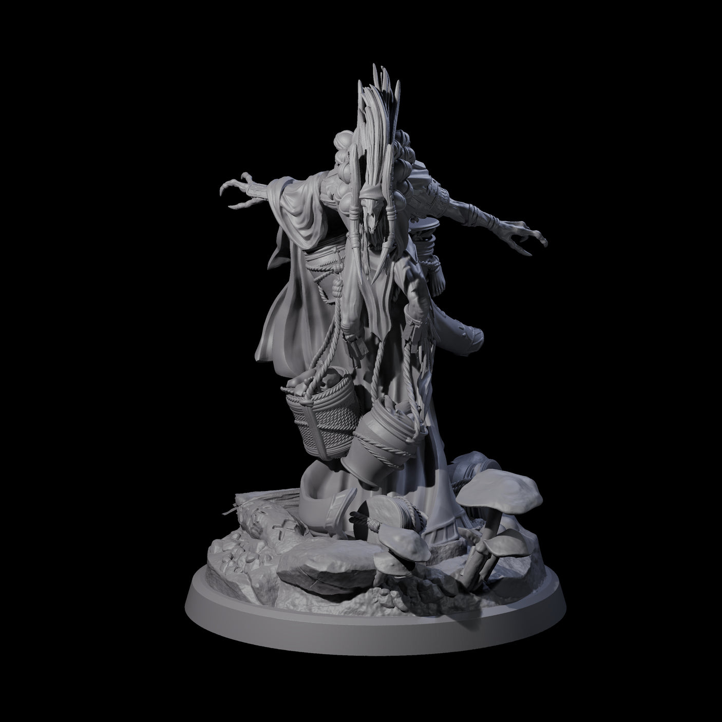 Four Looming Druids of the Blight Miniature for Dungeons and Dragons, Pathfinder or other TTRPGs