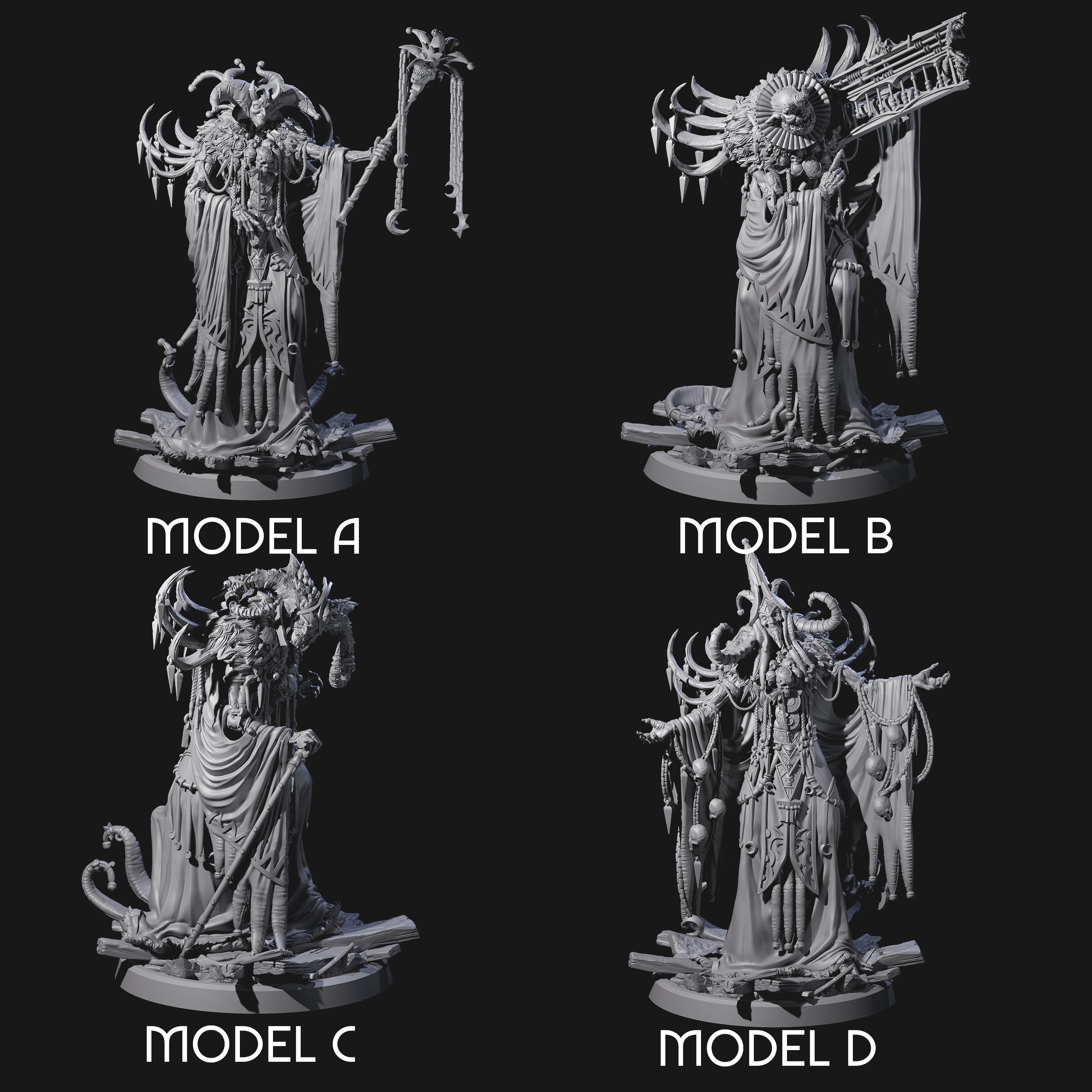 Four Masterful Cambion High Priests Miniature for Dungeons and Dragons, Pathfinder or other TTRPGs