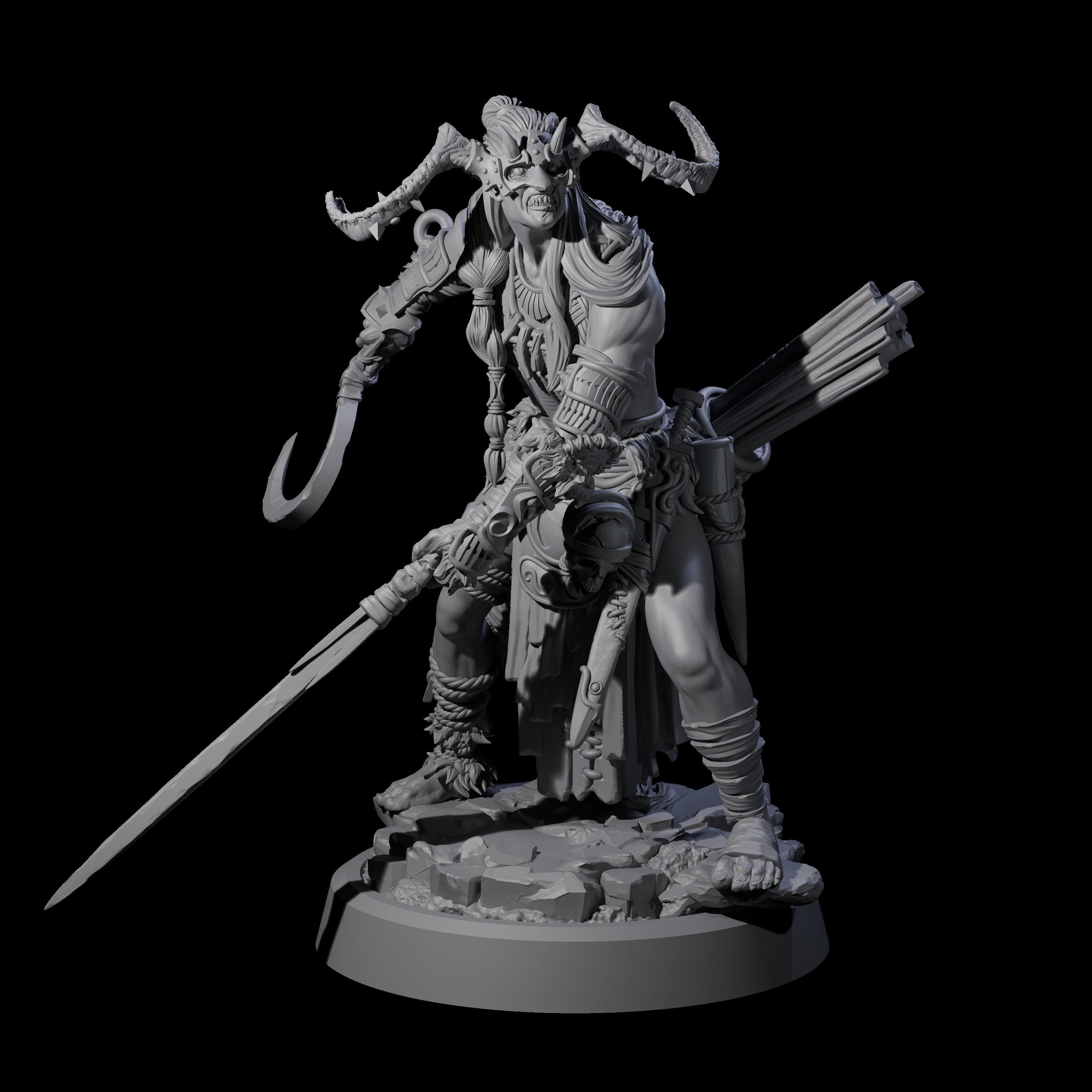 Four Men Slaying Hervors Miniature for Dungeons and Dragons, Pathfinder or other TTRPGs