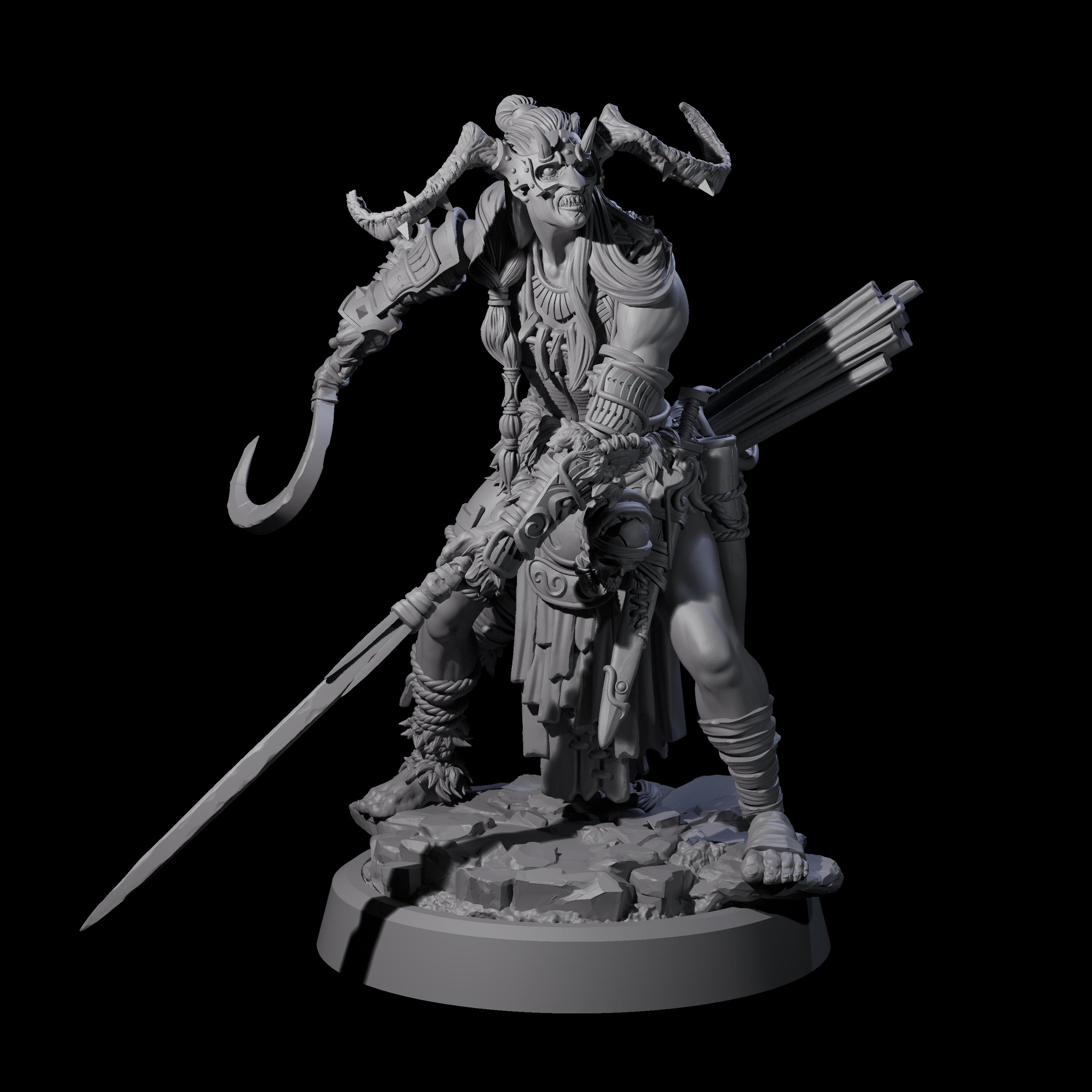 Four Men Slaying Hervors Miniature for Dungeons and Dragons, Pathfinder or other TTRPGs