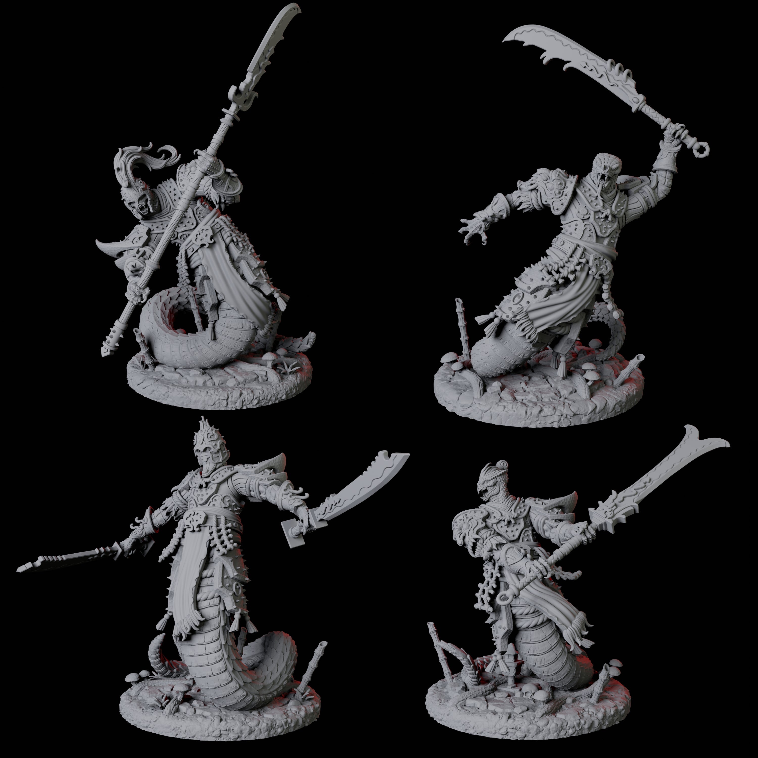 Four Menacing Yuan-Ti Abominations Miniature for Dungeons and Dragons, Pathfinder or other TTRPGs