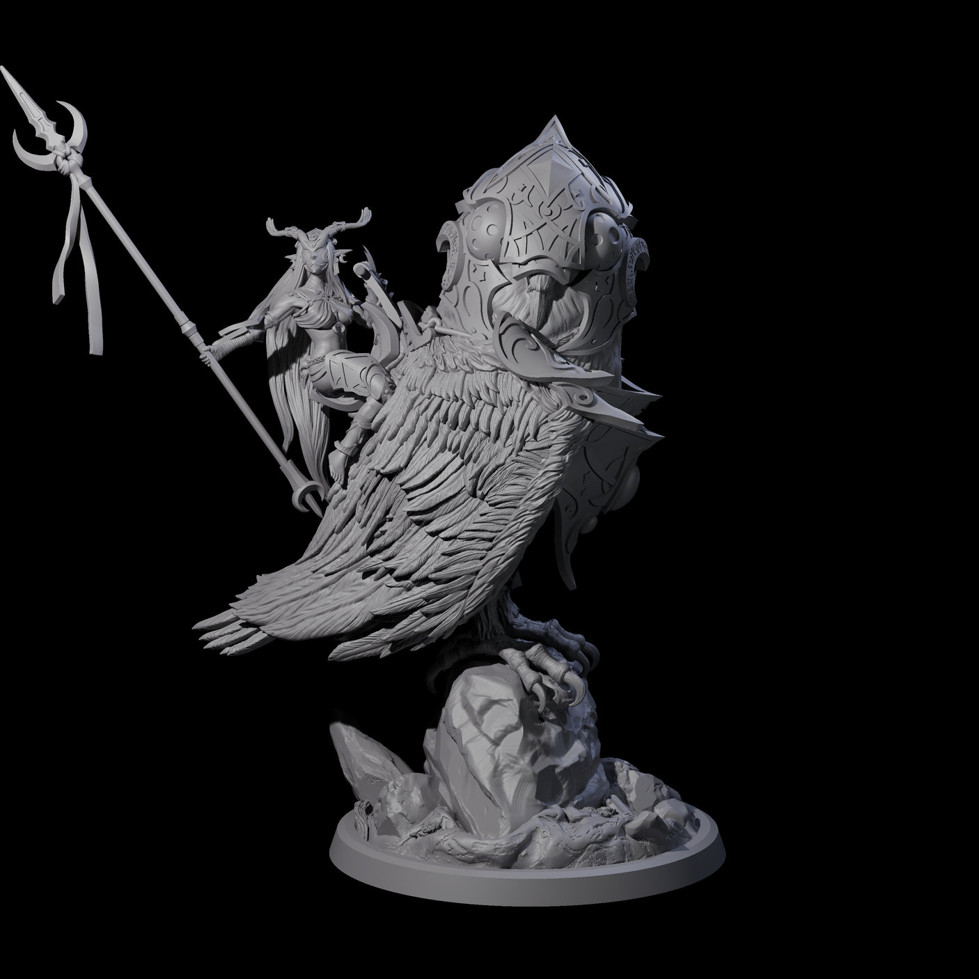Four Moon Zealots with Giant Owls Miniature for Dungeons and Dragons, Pathfinder or other TTRPGs