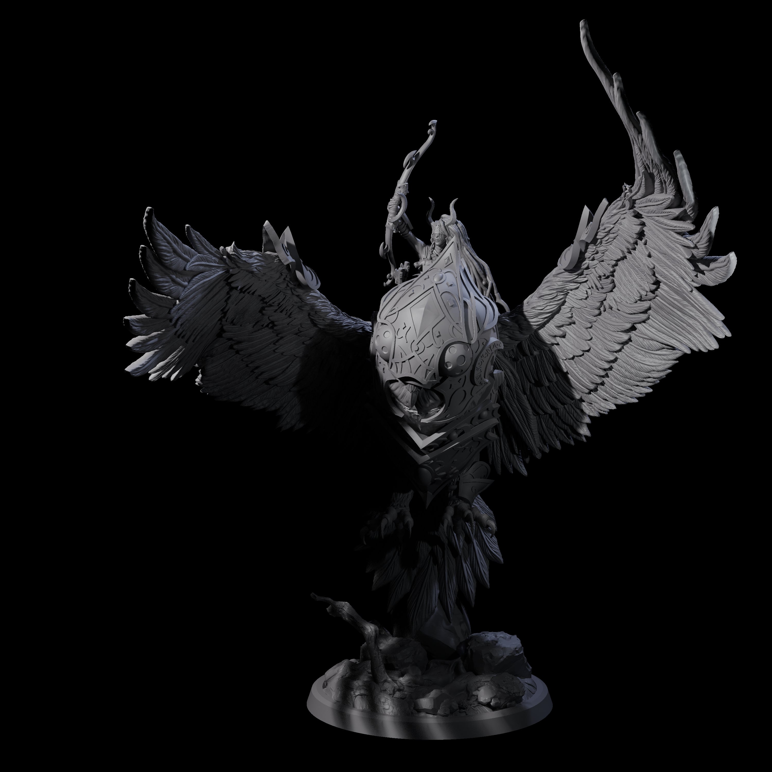 Four Moon Zealots with Giant Owls Miniature for Dungeons and Dragons, Pathfinder or other TTRPGs