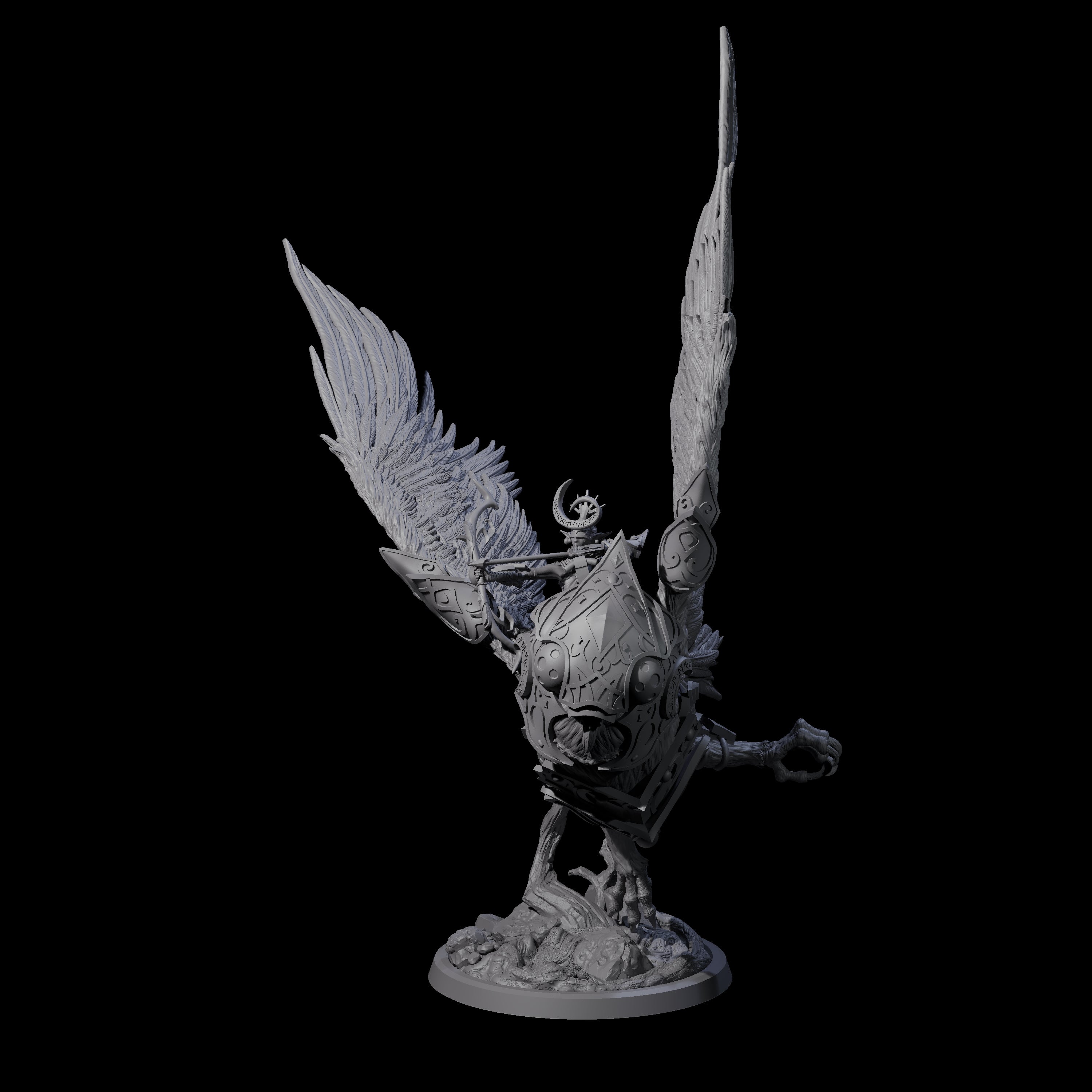 Four Moon Zealots with Giant Owls Miniature for Dungeons and Dragons, Pathfinder or other TTRPGs