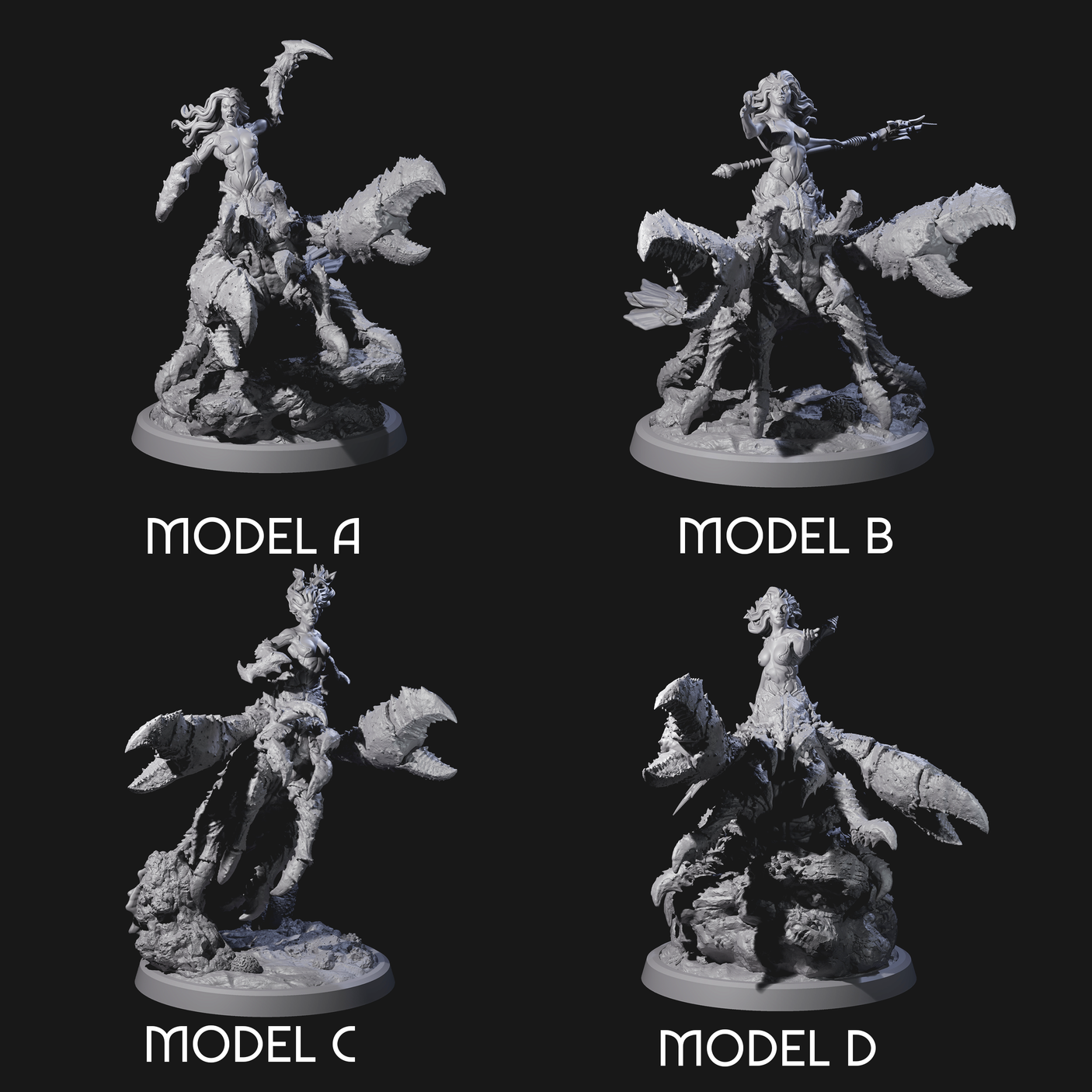 Four Mythic Charybdis Miniature for Dungeons and Dragons, Pathfinder or other TTRPGs