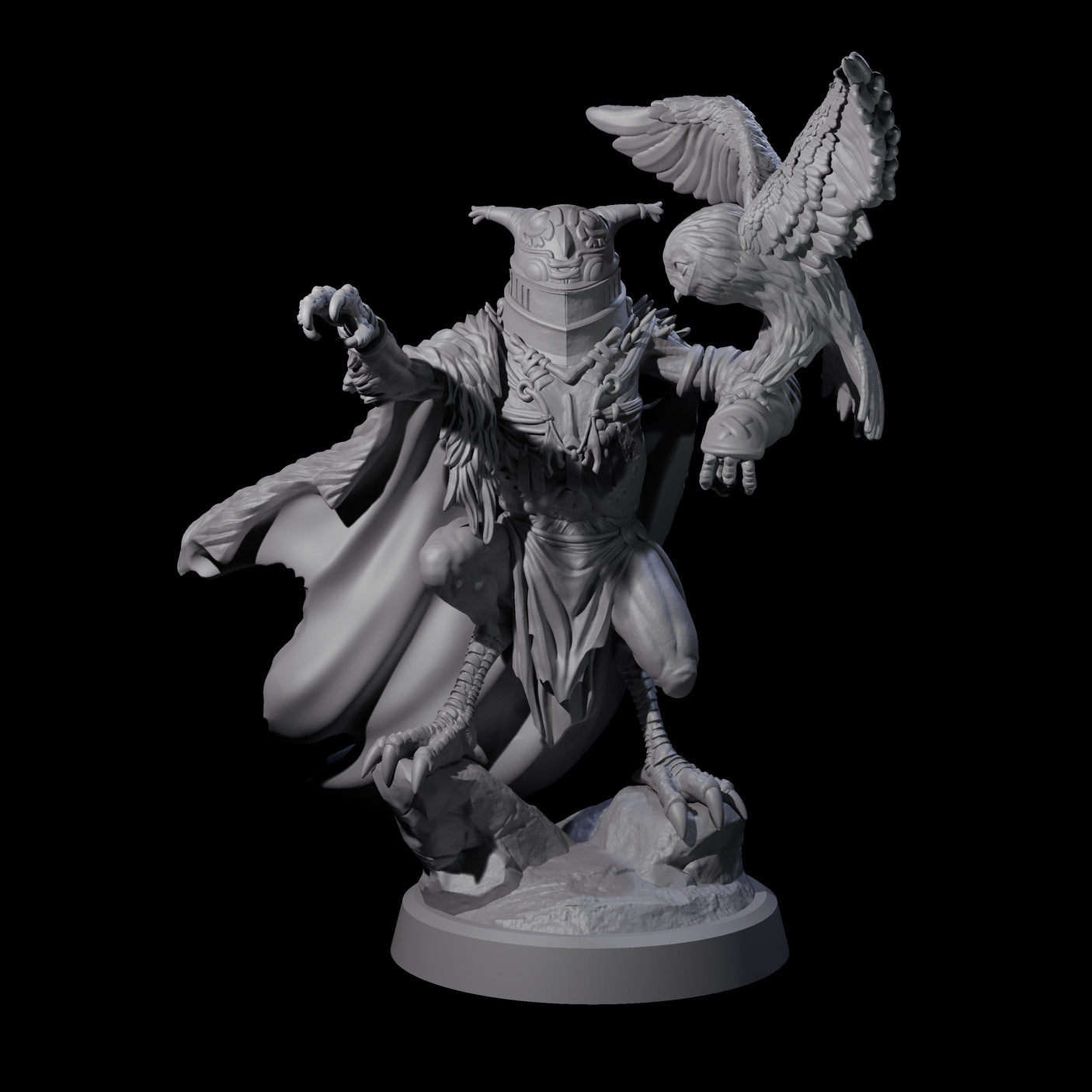 Four Owl-Like Aarakocra Sentinels Miniature for Dungeons and Dragons, Pathfinder or other TTRPGs