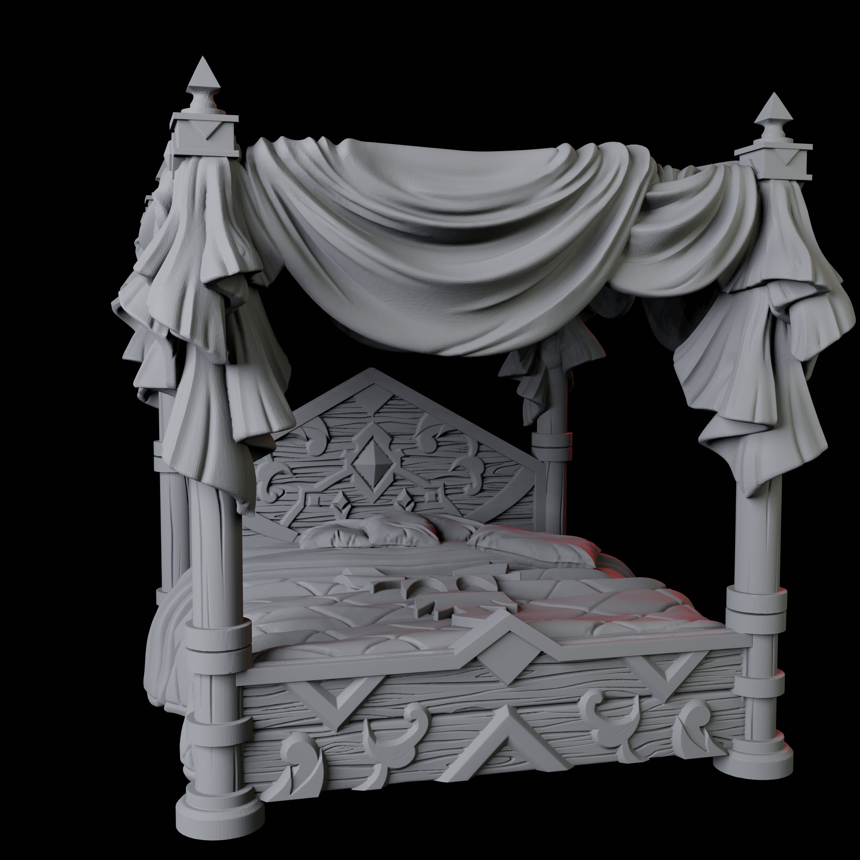 Four Poster Bed Miniature for Dungeons and Dragons, Pathfinder or other TTRPGs