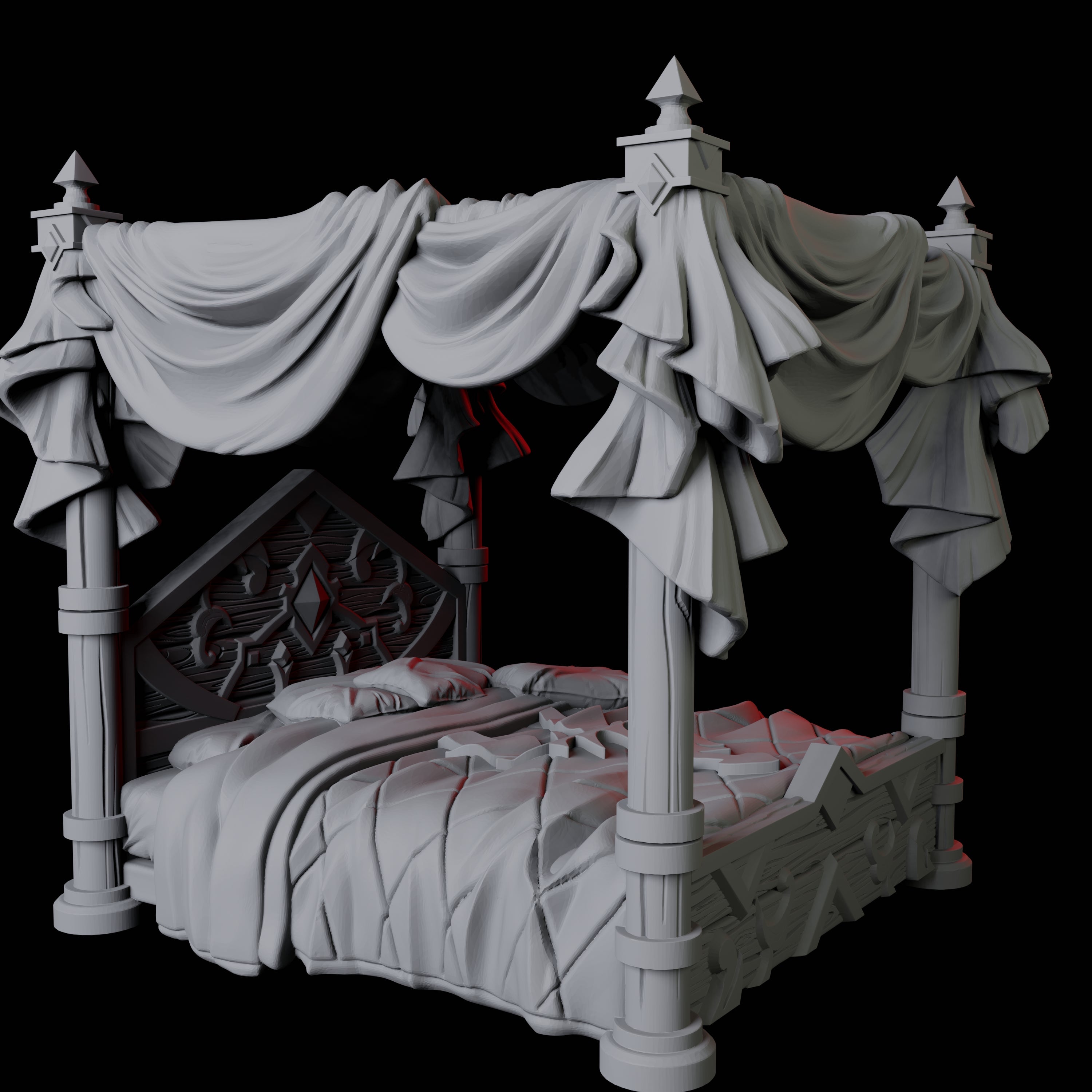 Four Poster Bed Miniature for Dungeons and Dragons, Pathfinder or other TTRPGs