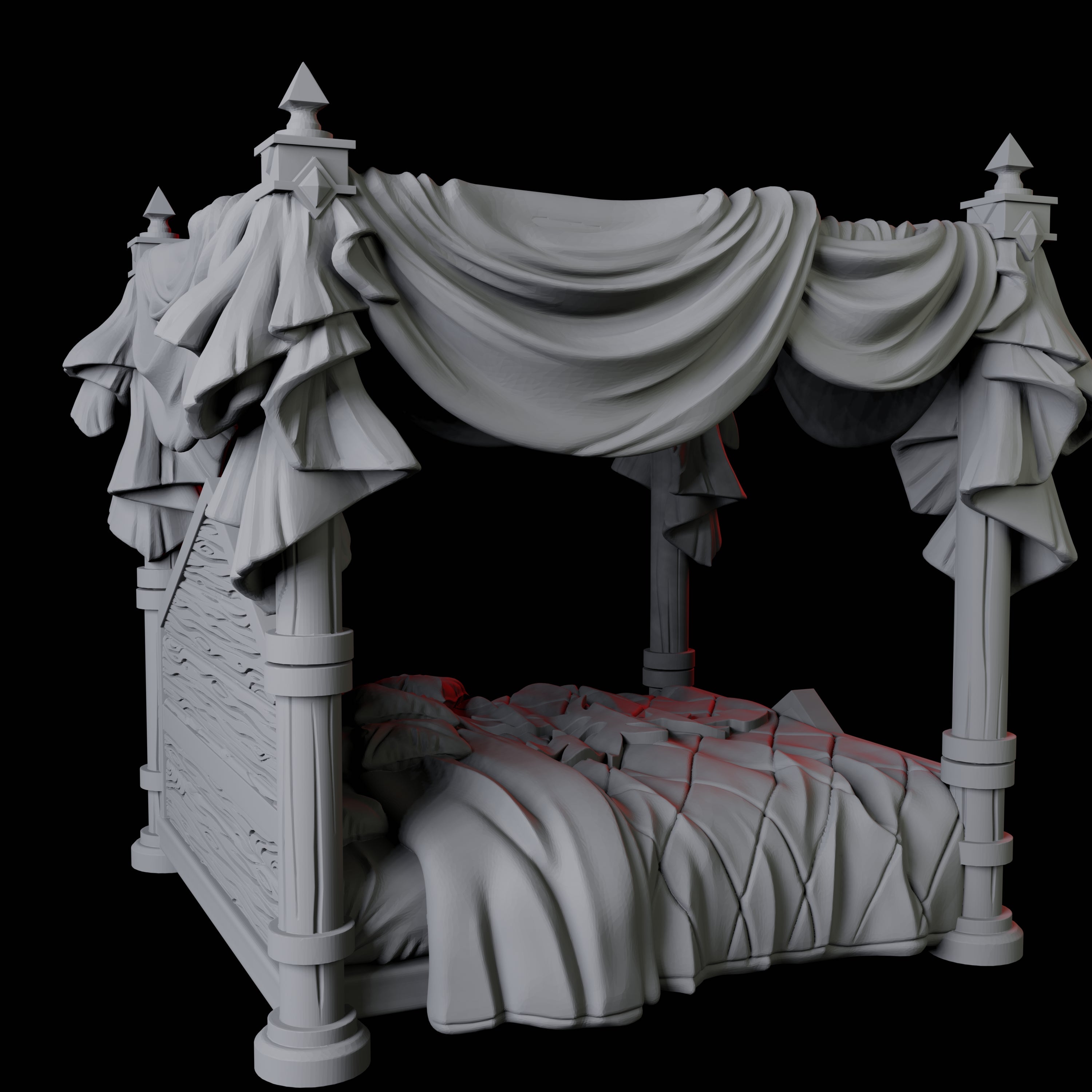 Four Poster Bed Miniature for Dungeons and Dragons, Pathfinder or other TTRPGs