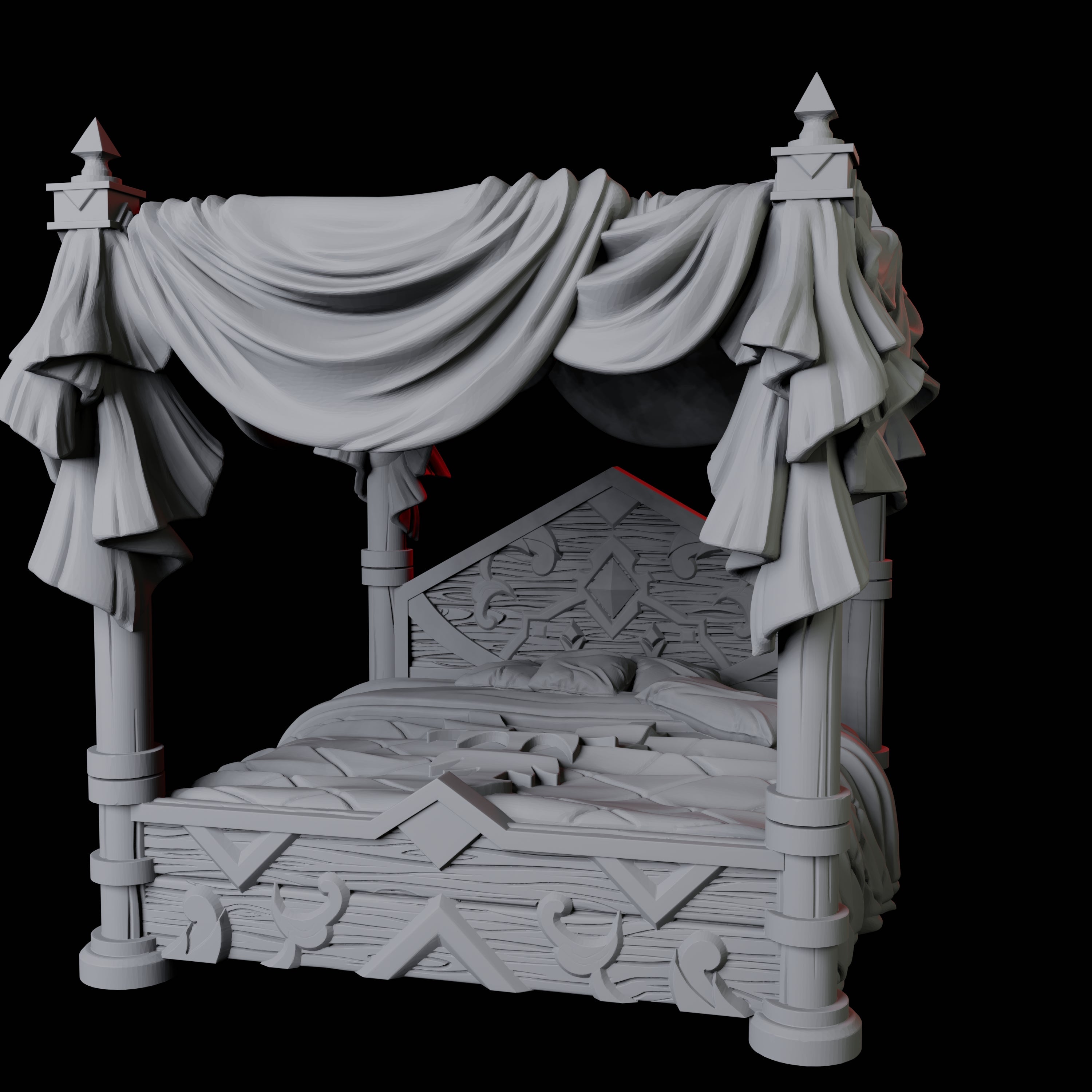 Four Poster Bed Miniature for Dungeons and Dragons, Pathfinder or other TTRPGs