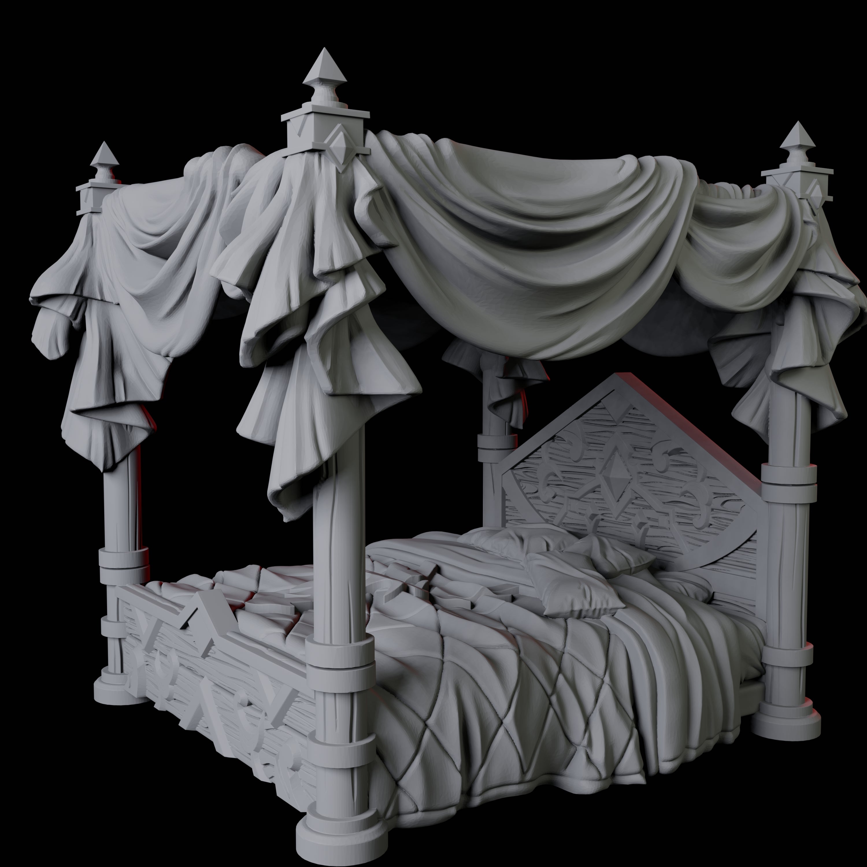Four Poster Bed Miniature for Dungeons and Dragons, Pathfinder or other TTRPGs