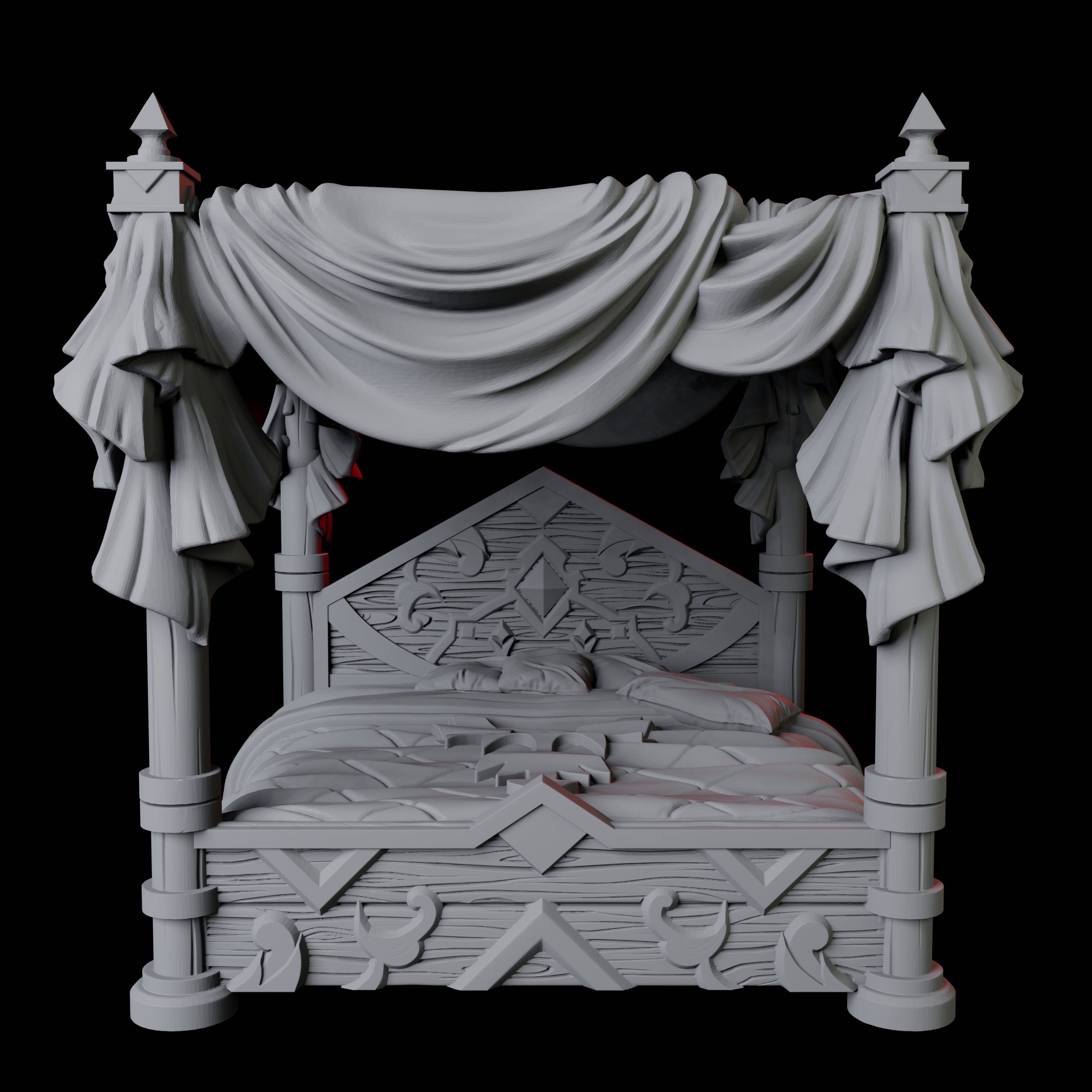 Four Poster Bed Miniature for Dungeons and Dragons, Pathfinder or other TTRPGs